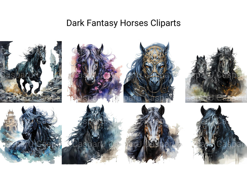 Dark Fantasy Horses Clipart - CraftNest