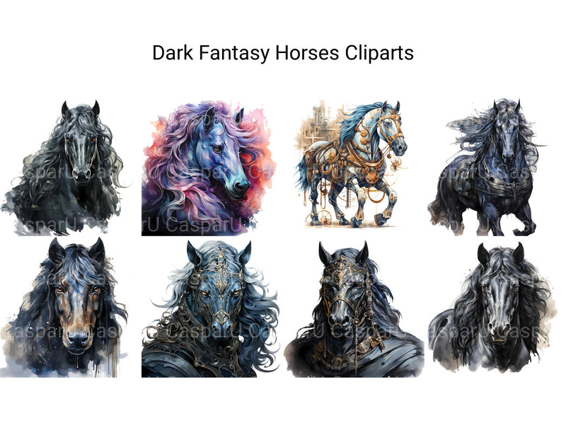 Dark Fantasy Horses Clipart - CraftNest