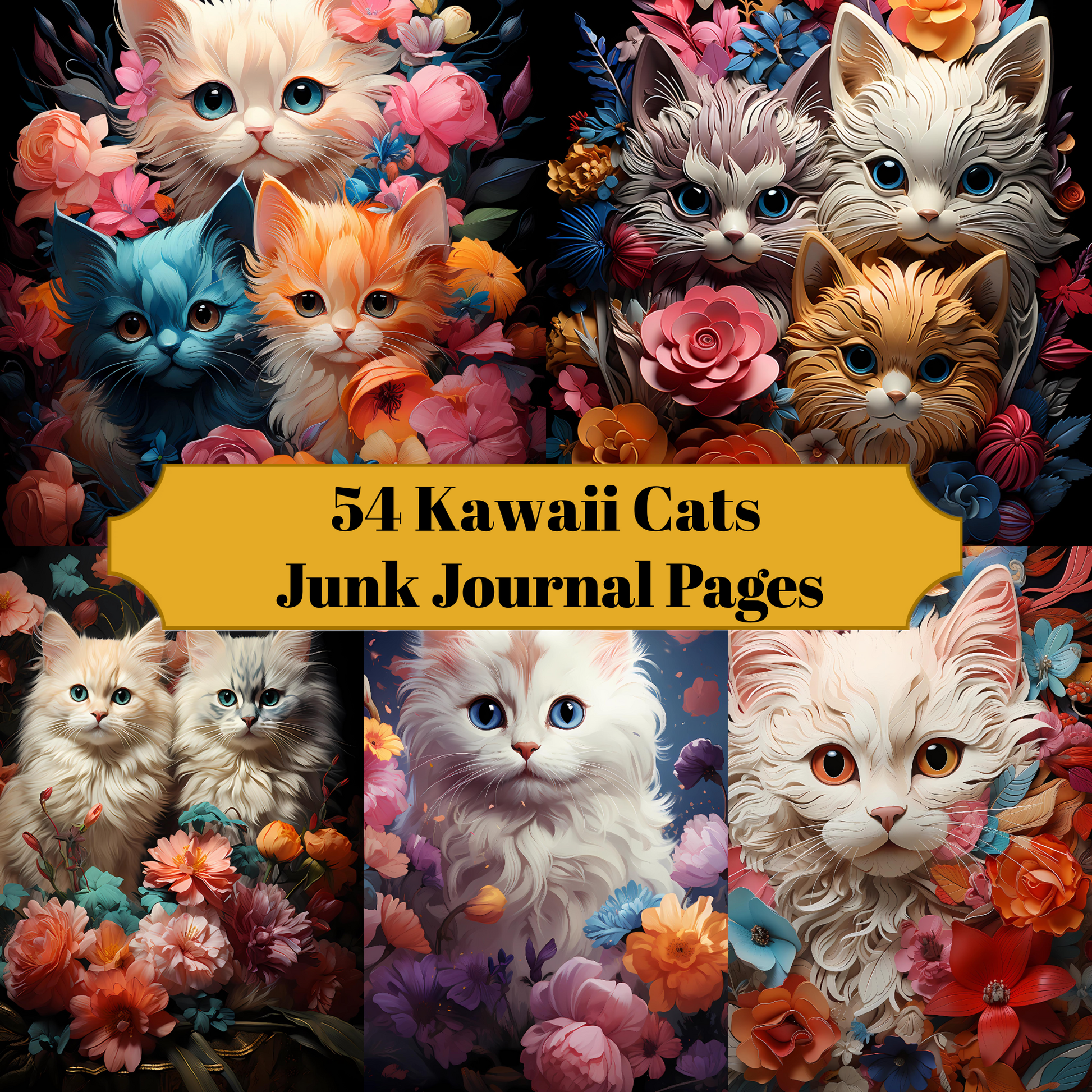 Kawaii Cats Junk Journal Pages - CraftNest