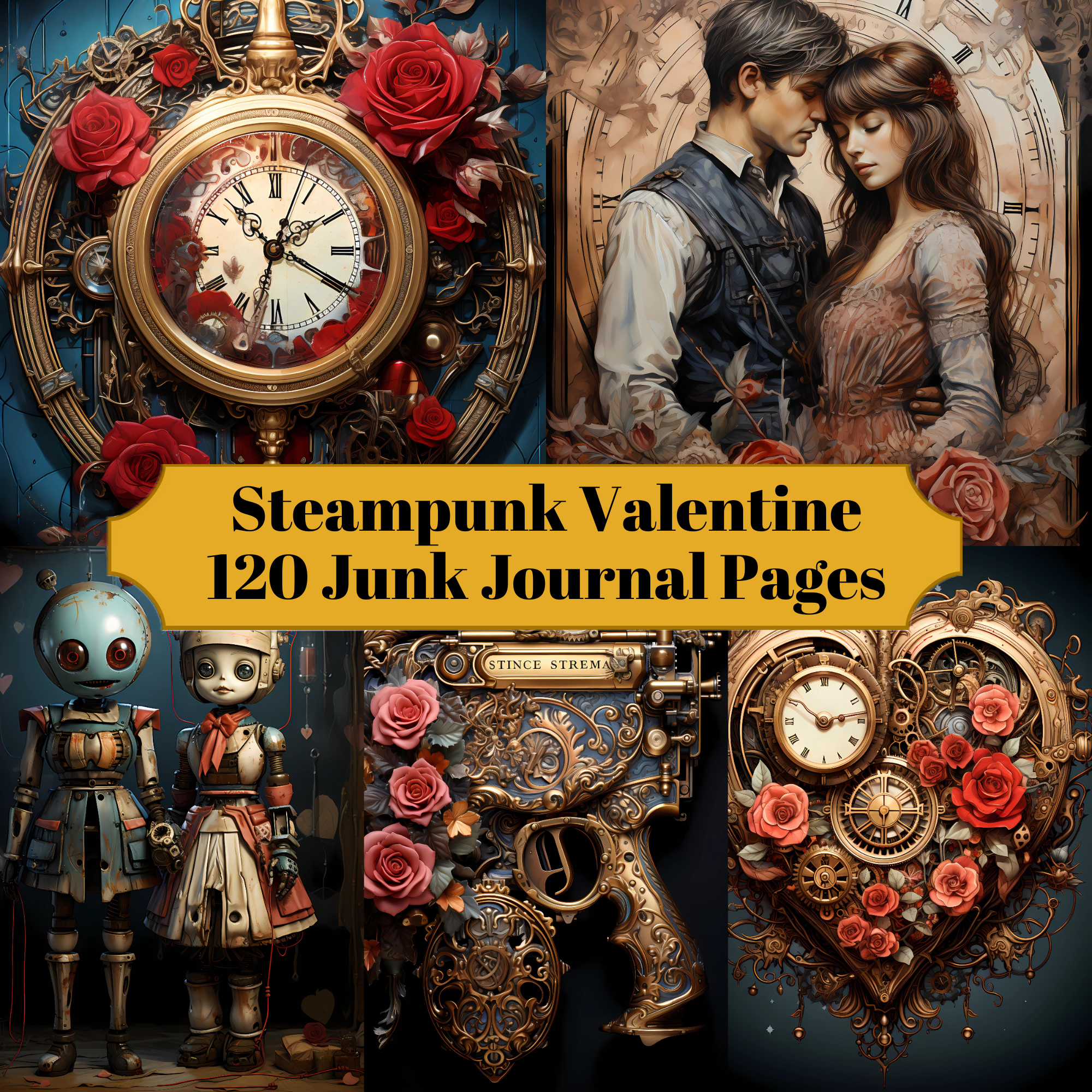 Steampunk Valentine's Day Junk Journal Pages - CraftNest