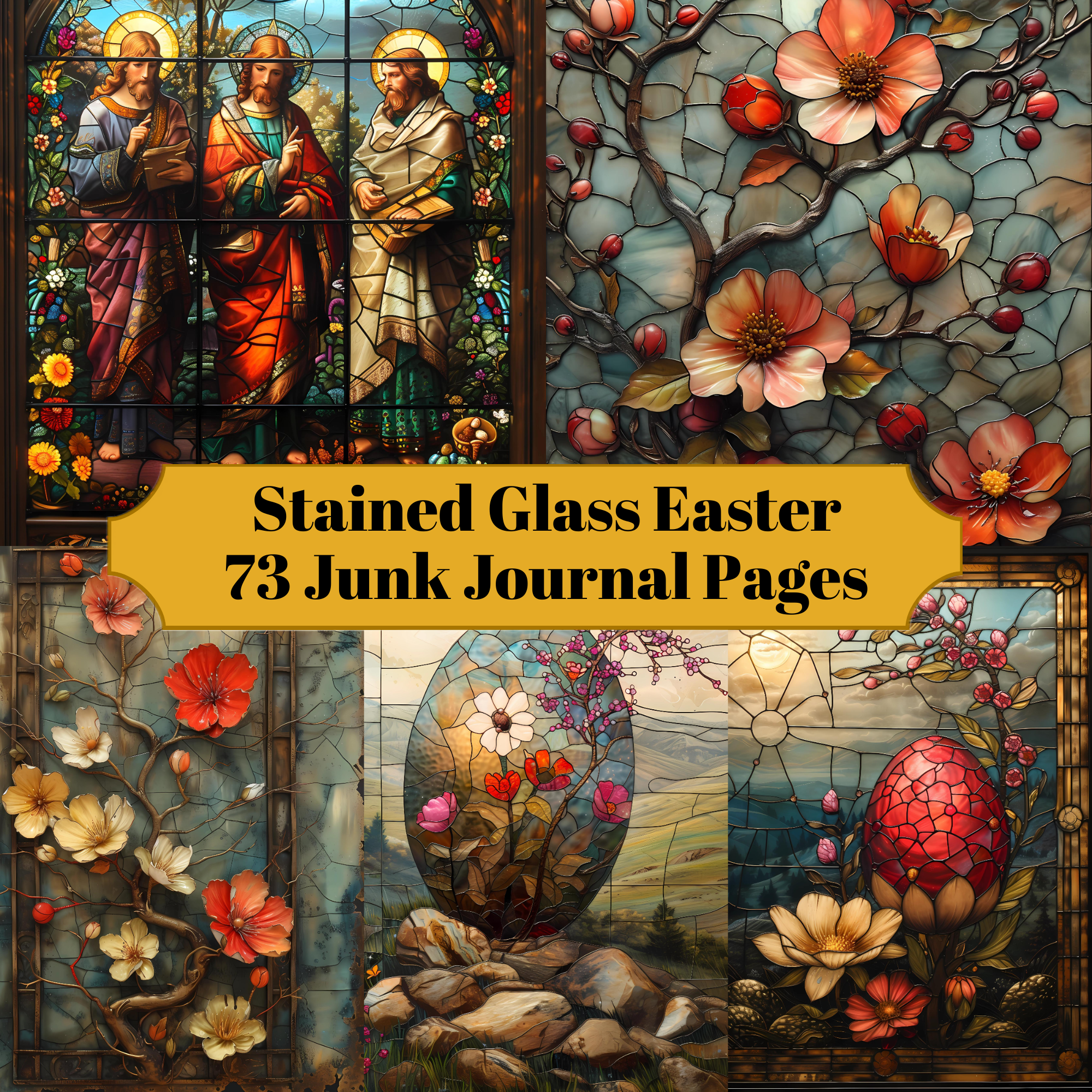 Stained Glass Easter Junk Journal Pages - CraftNest