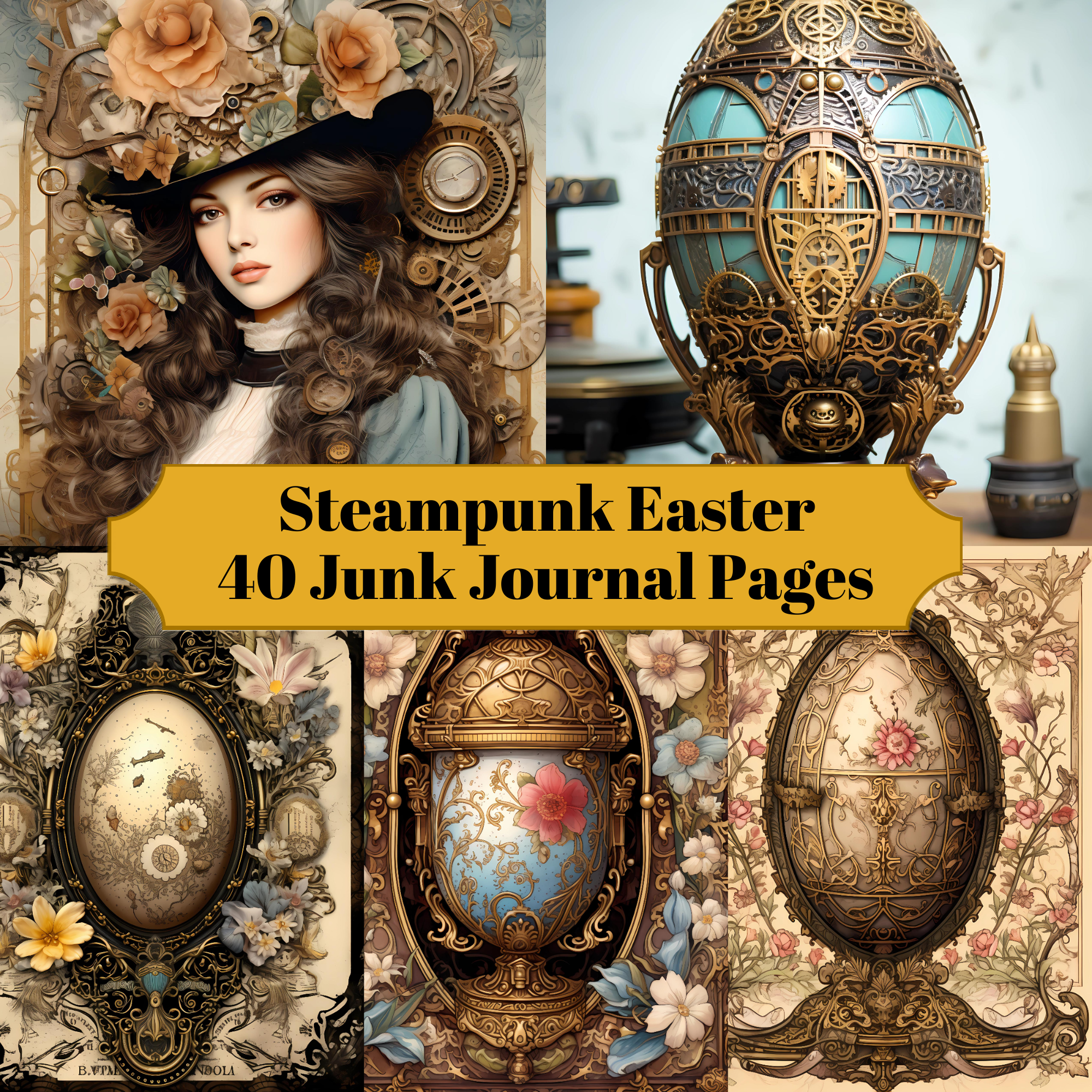 Steampunk Easter Junk Journal Pages - CraftNest