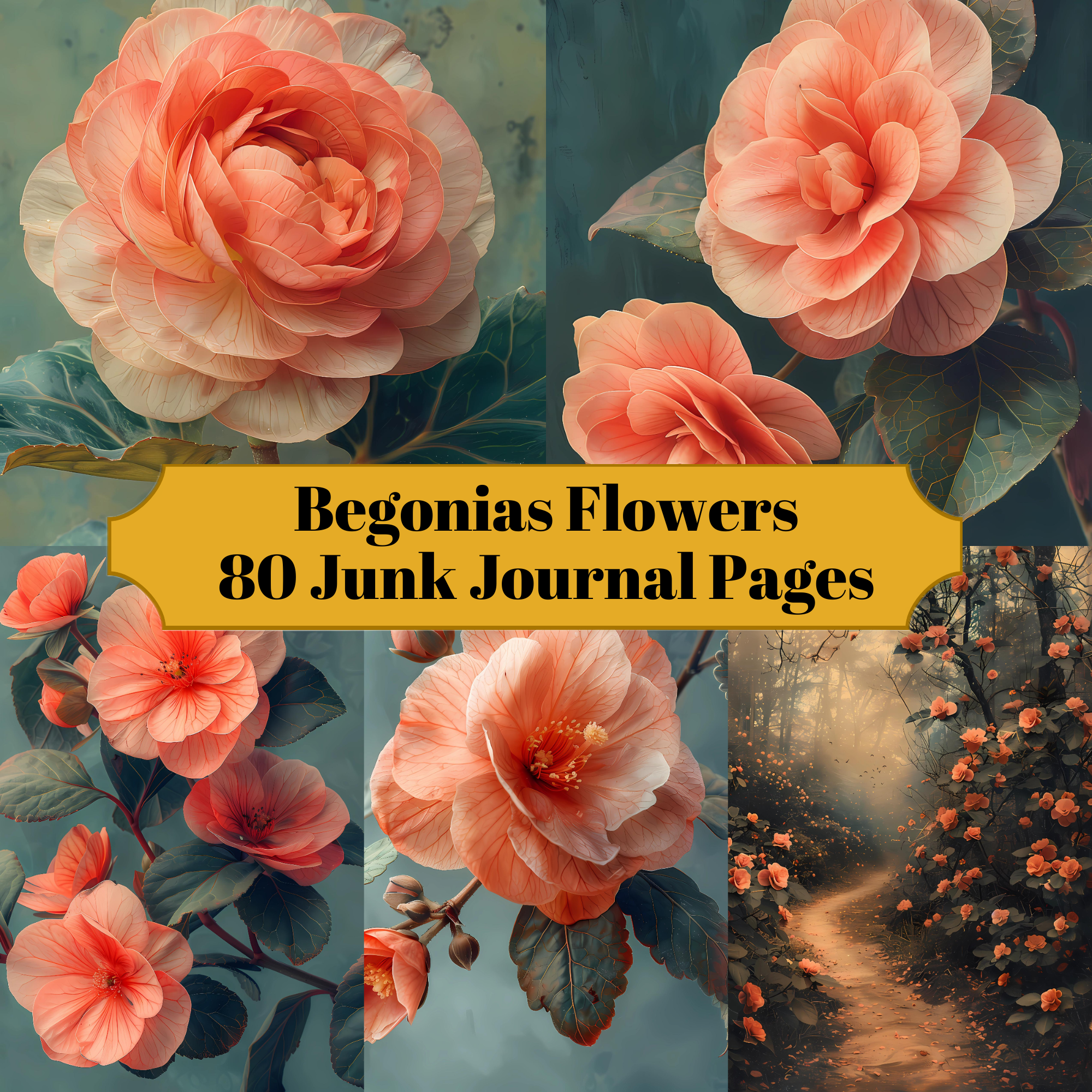 Begonias Flowers Junk Journal Pages - CraftNest
