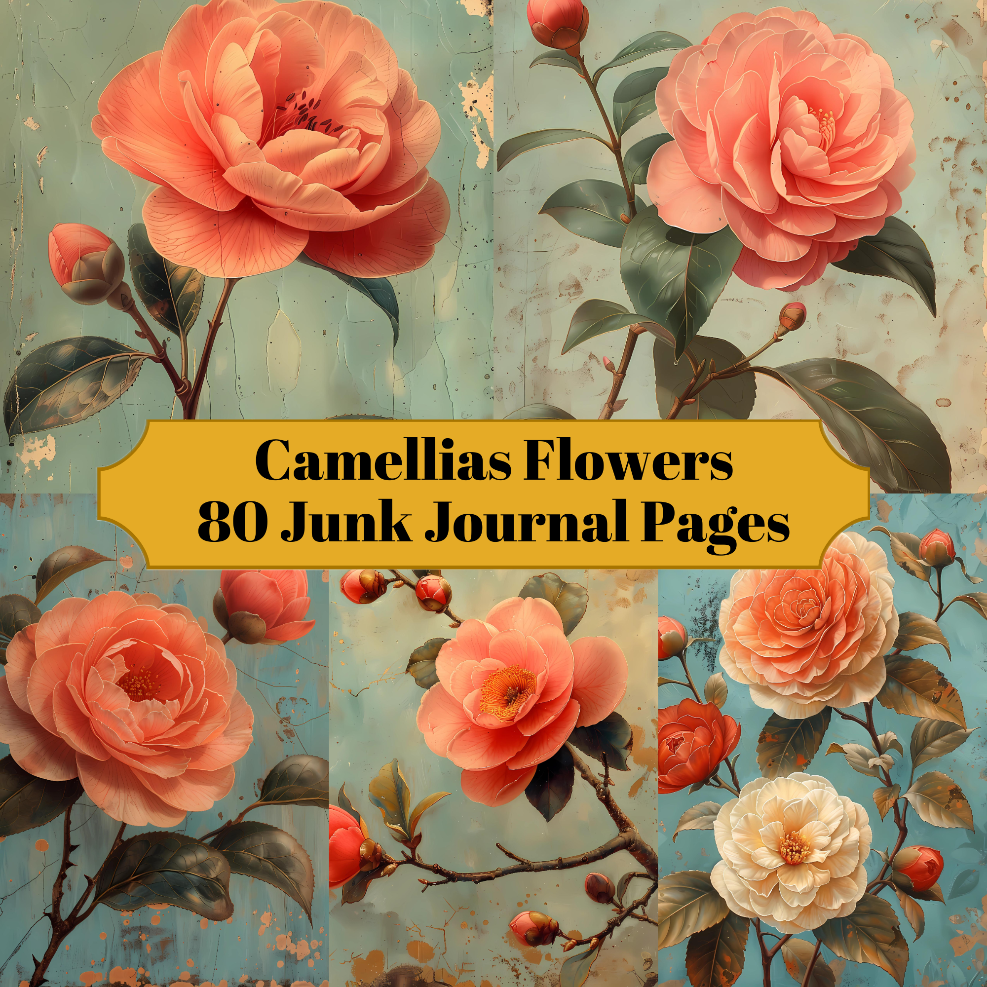 Camellias Flowers Junk Journal Pages - CraftNest