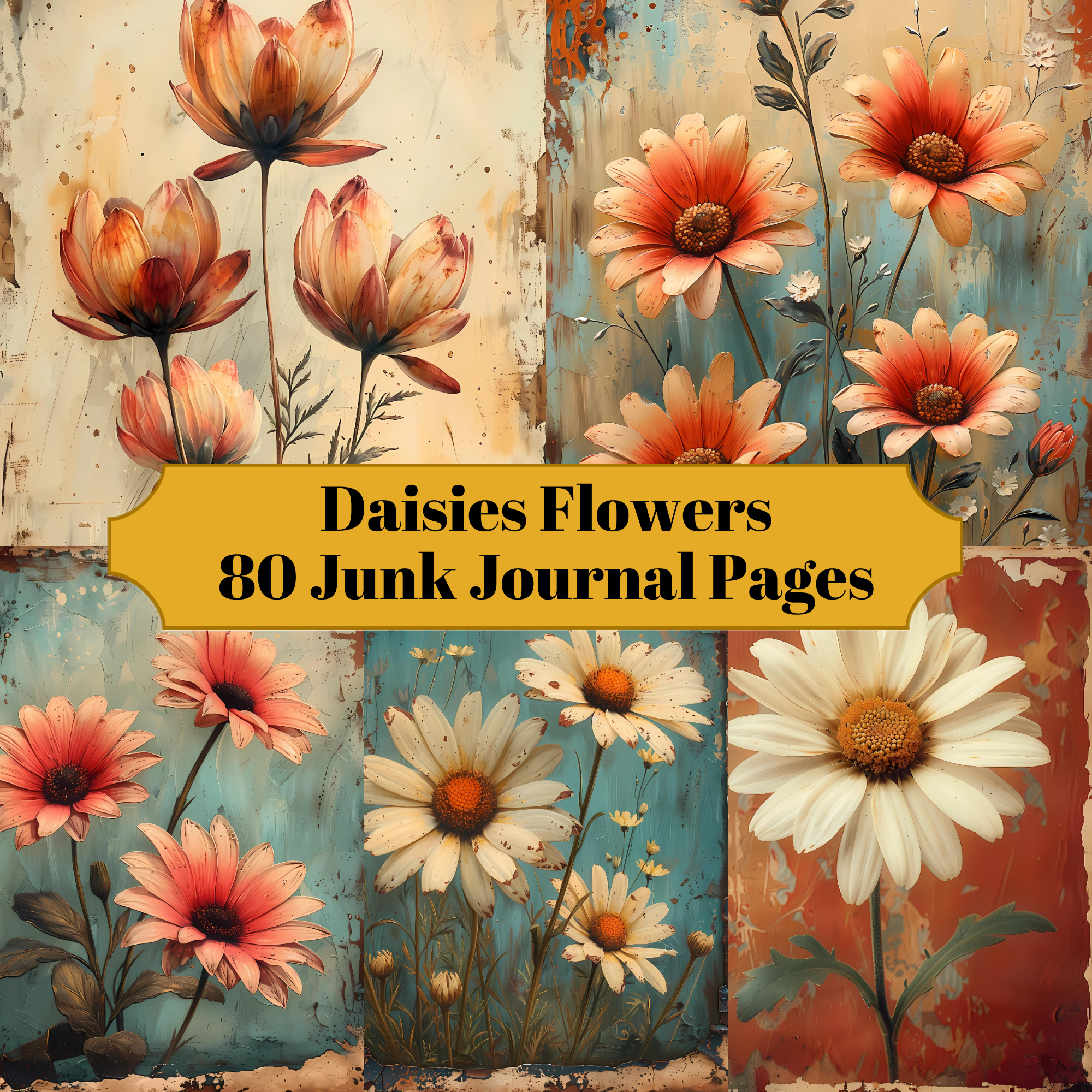 Daisies Flowers Junk Journal Pages - CraftNest