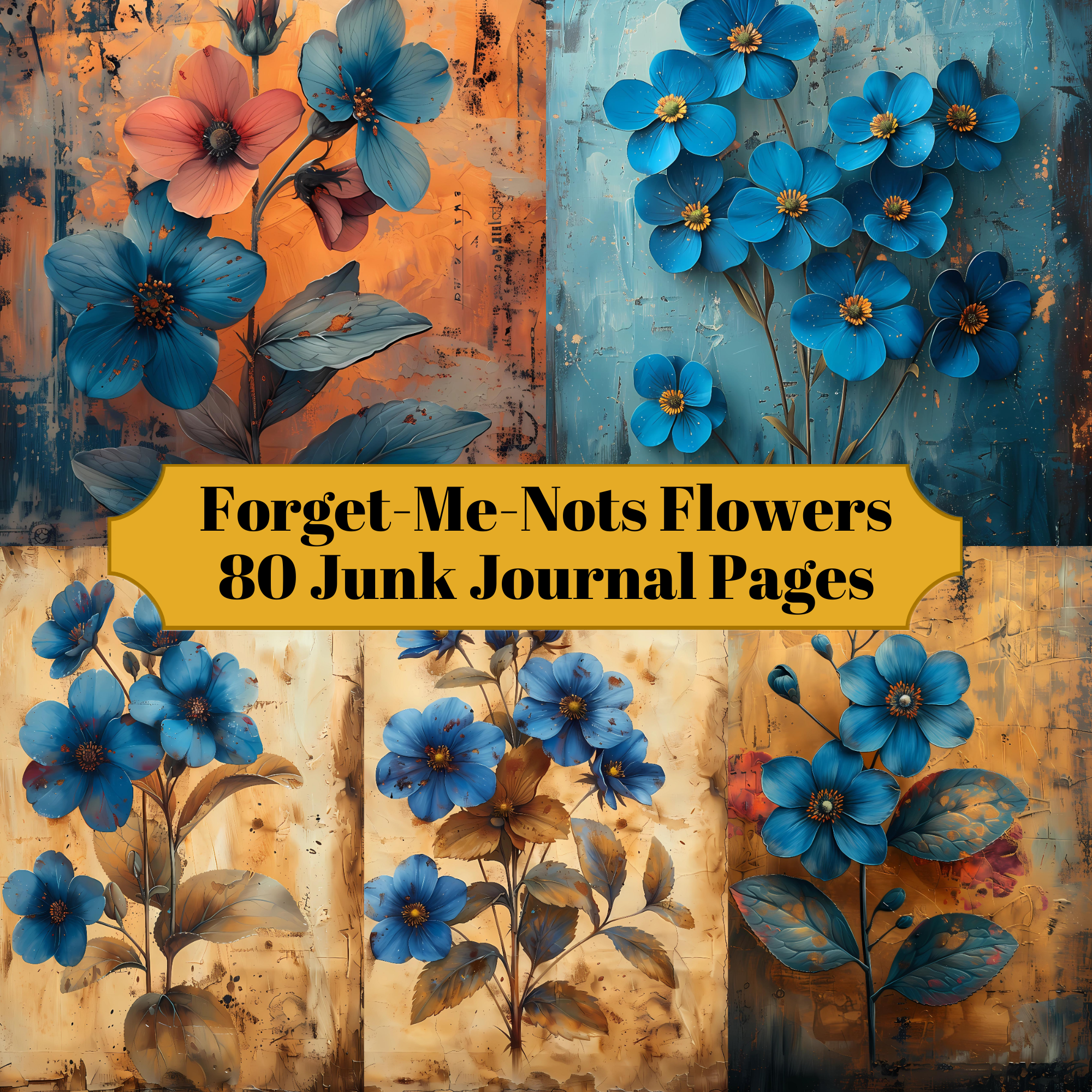 Forget-Me-Nots Flowers Junk Journal Pages - CraftNest