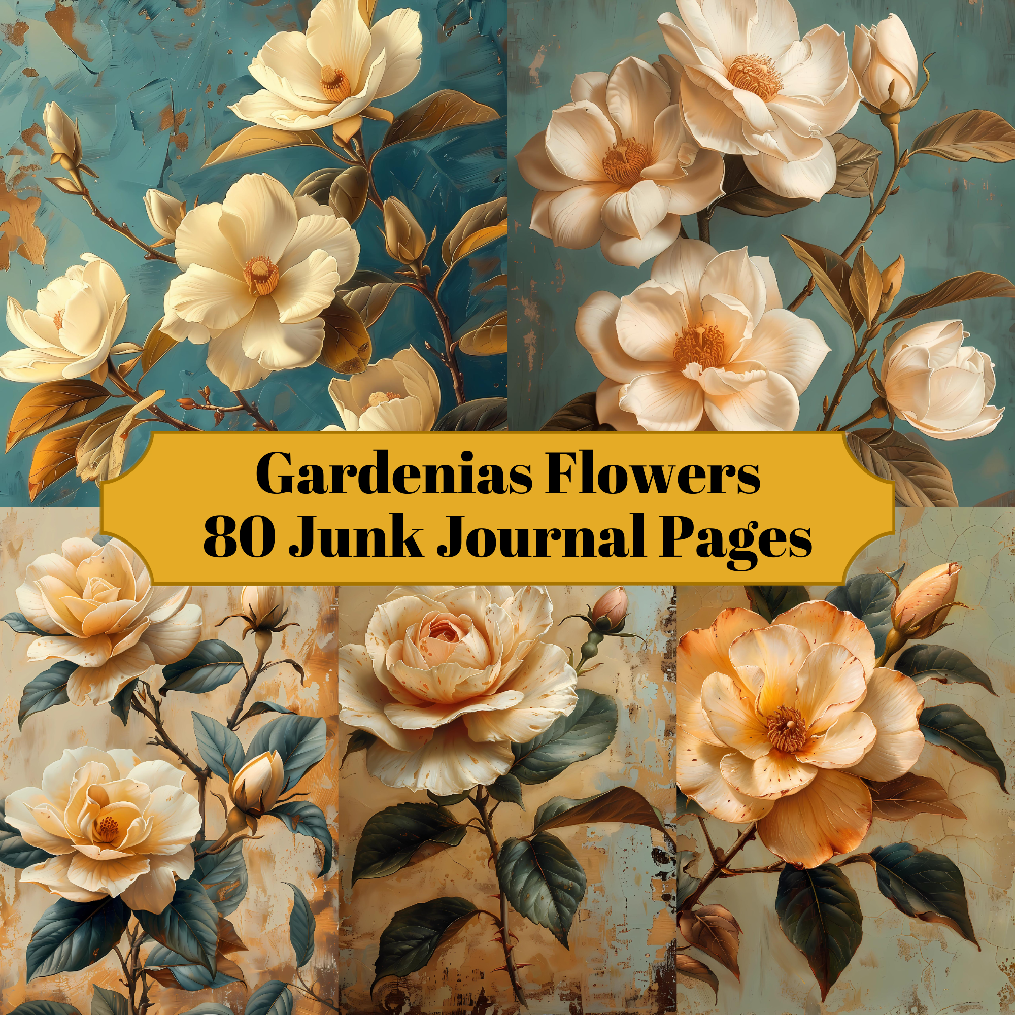 Gardenias Flowers Junk Journal Pages - CraftNest