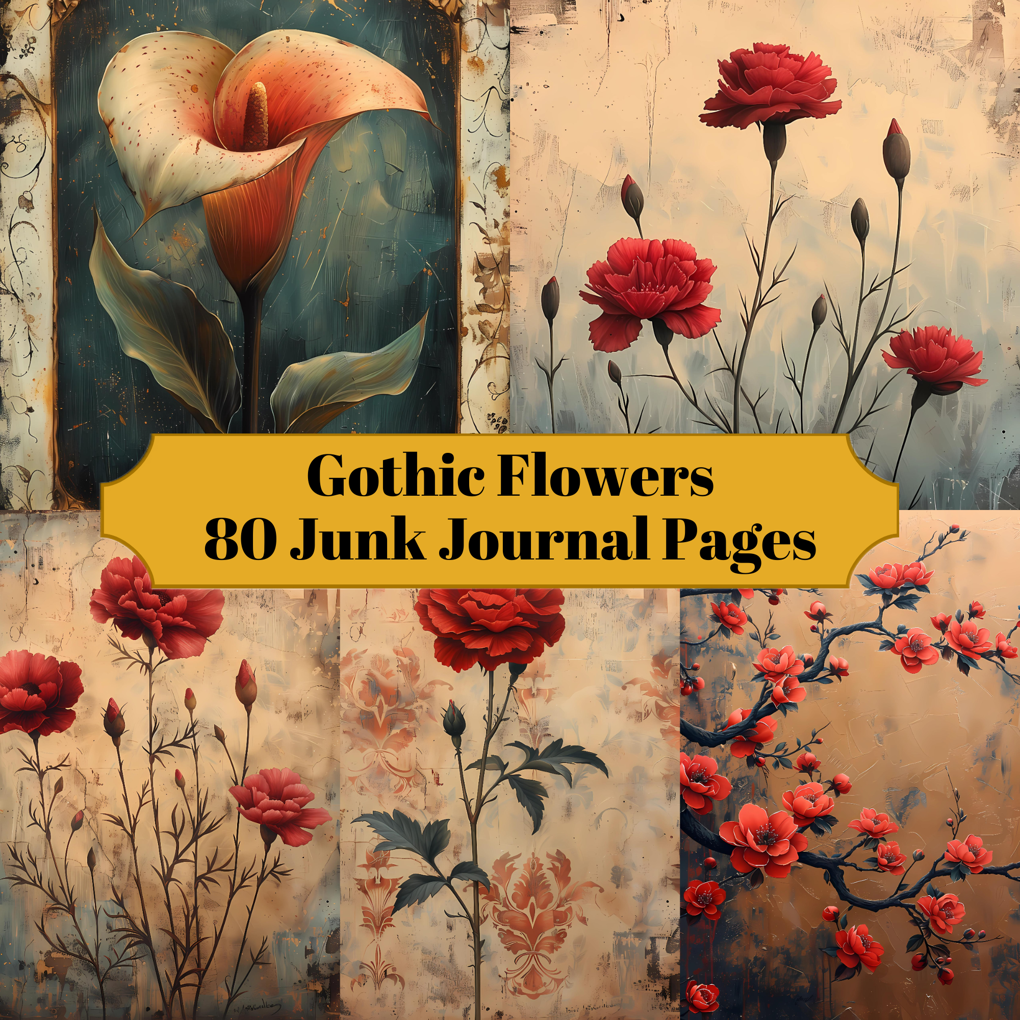 Gothic Flowers Junk Journal Pages - CraftNest