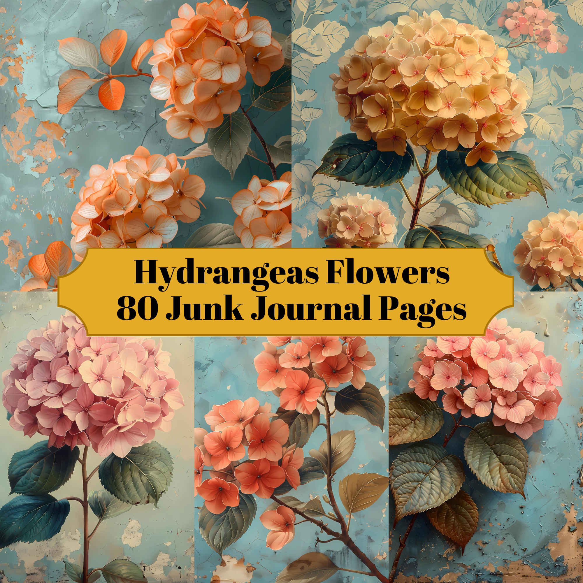 Hydrangeas Flowers Junk Journal Pages - CraftNest