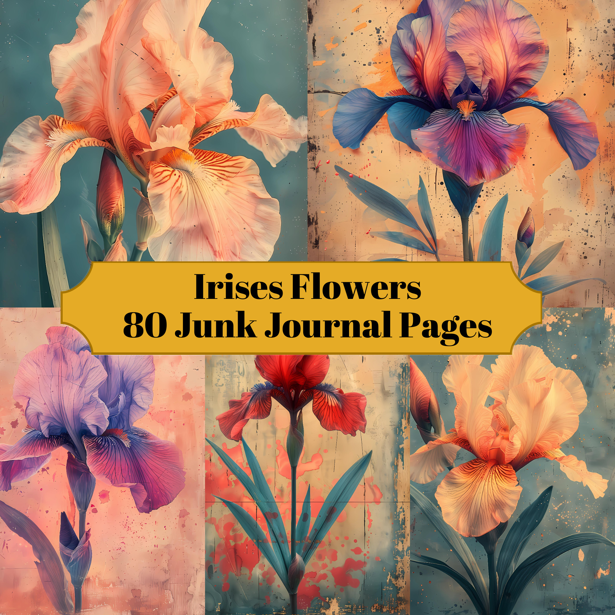 Irises Flowers Junk Journal Pages - CraftNest