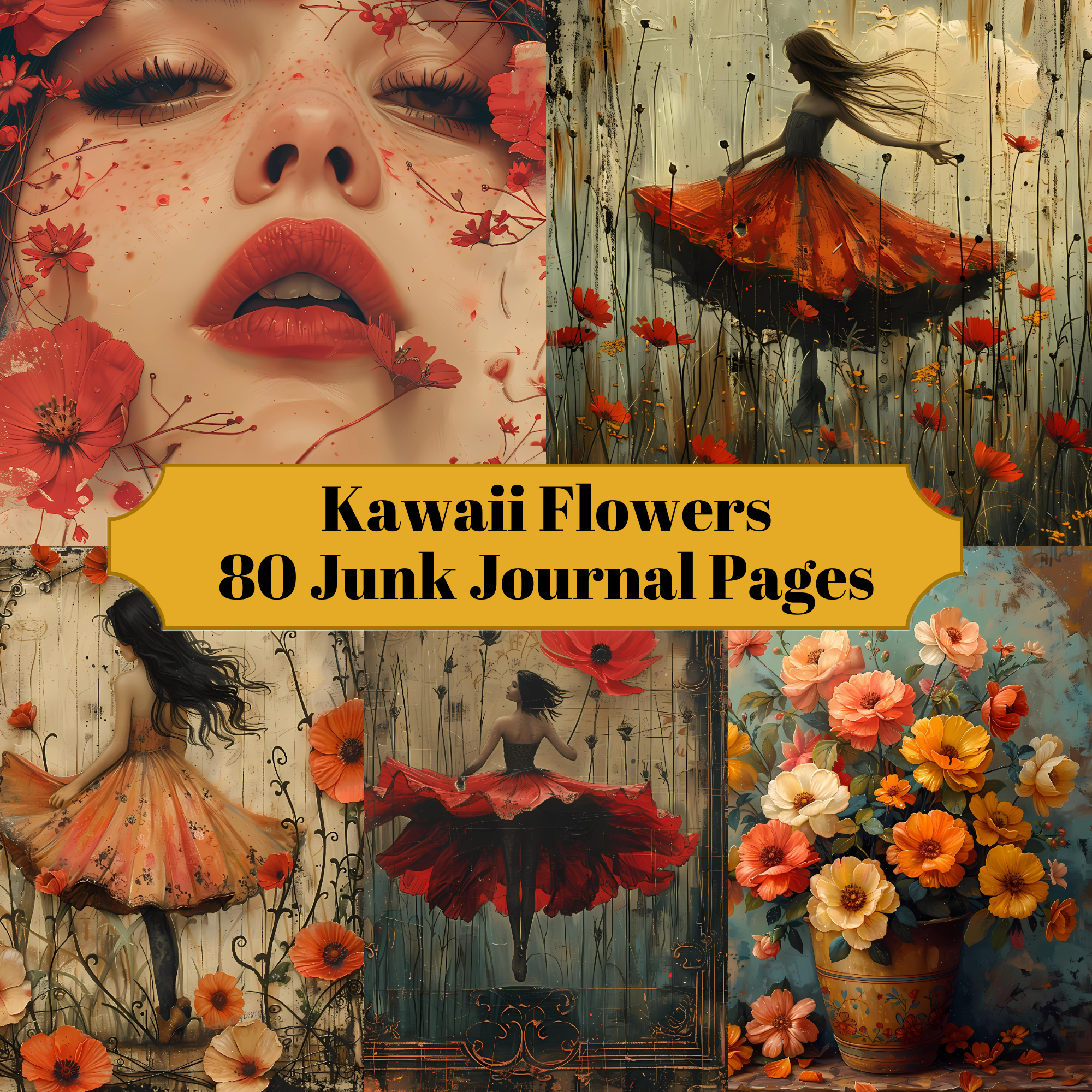 Kawaii Flowers Junk Journal Pages - CraftNest