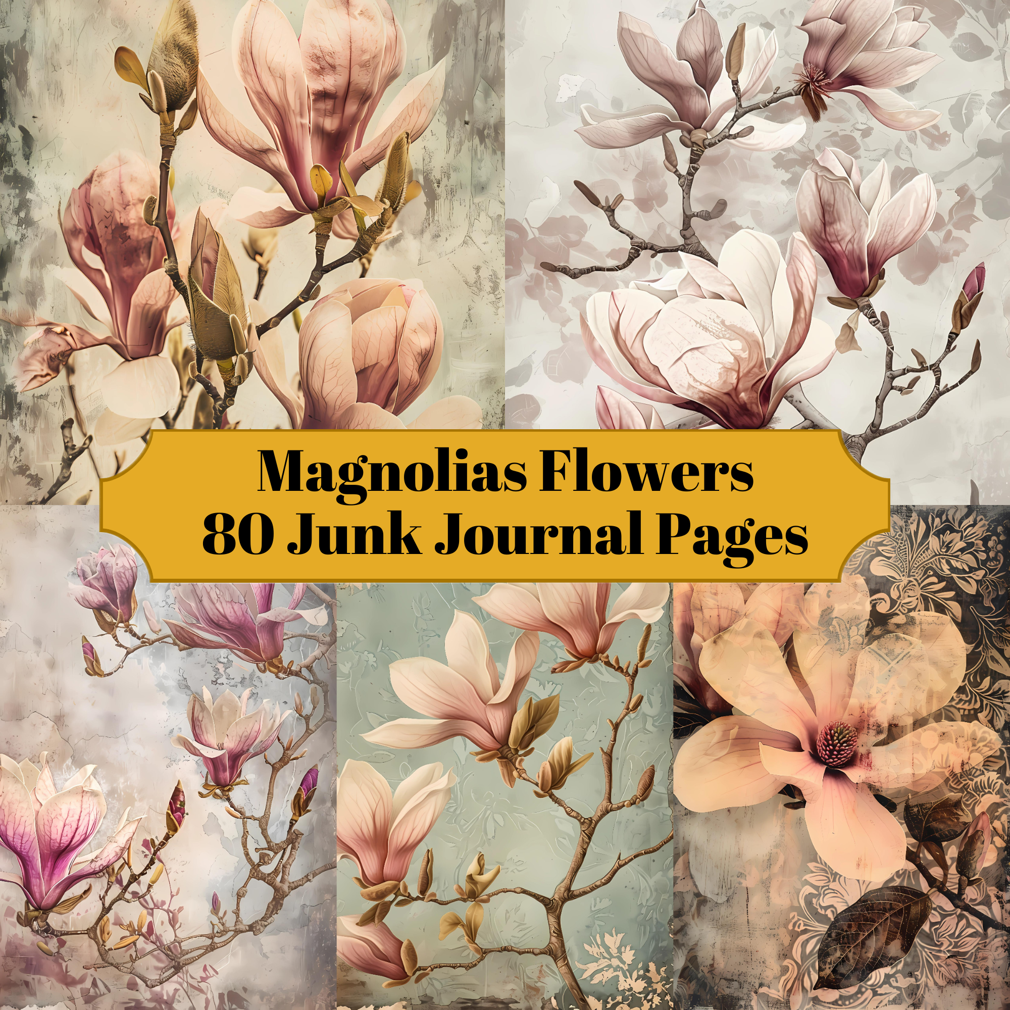 Magnolias Flowers Junk Journal Pages - CraftNest