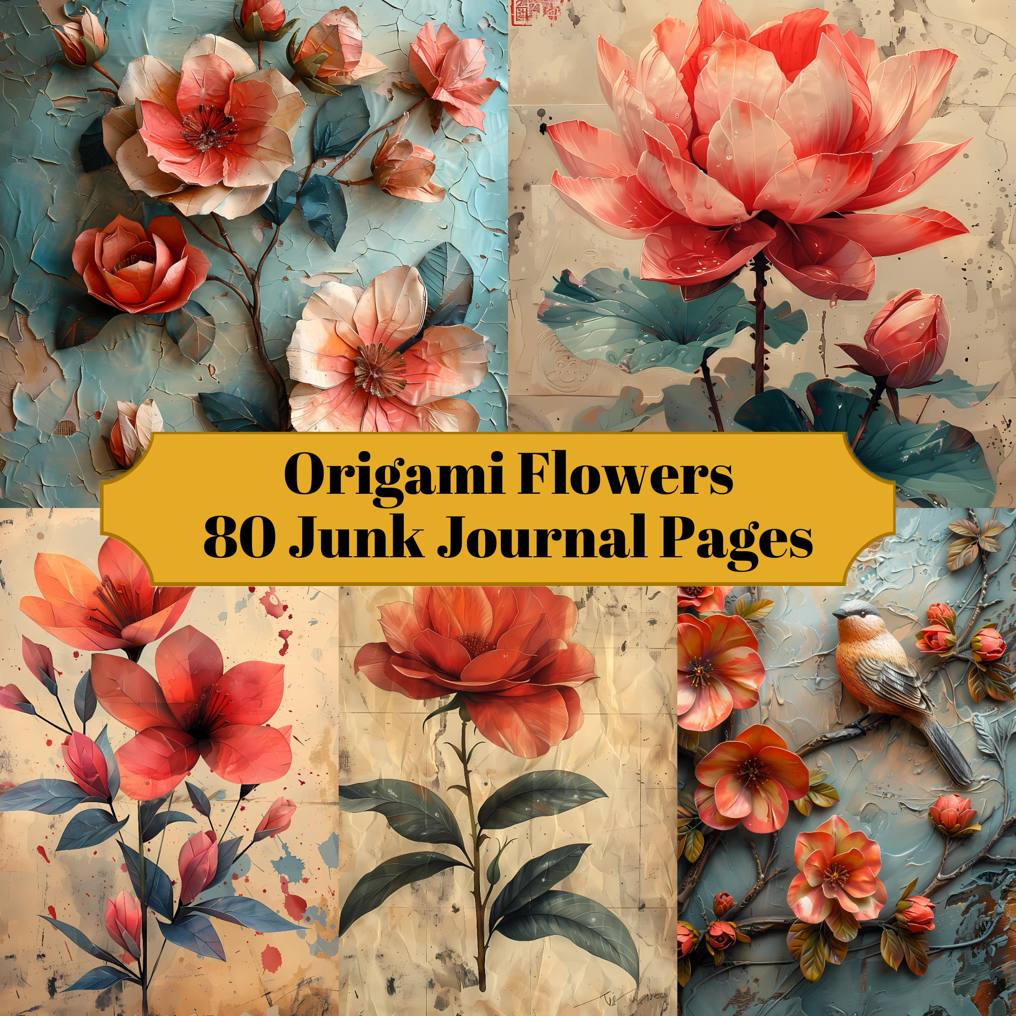 Origami Flowers Junk Journal Pages - CraftNest