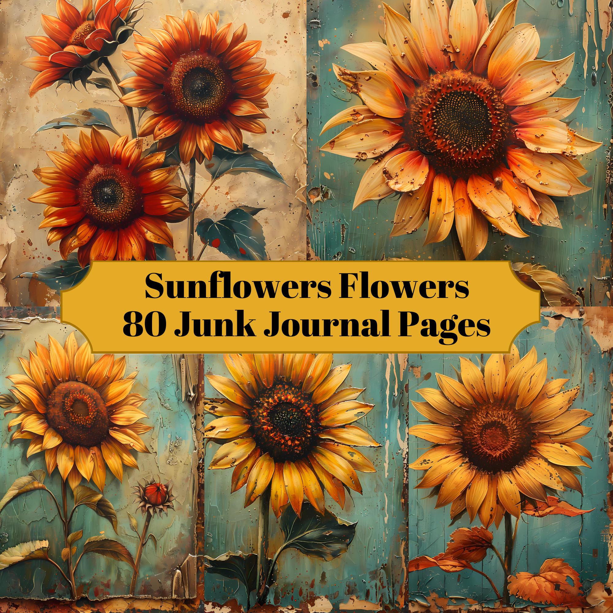 Sunflowers Flowers Junk Journal Pages - CraftNest