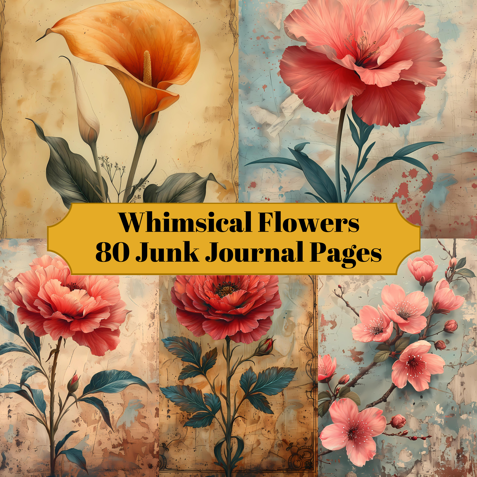 Whimsical Flowers Junk Journal Pages - CraftNest