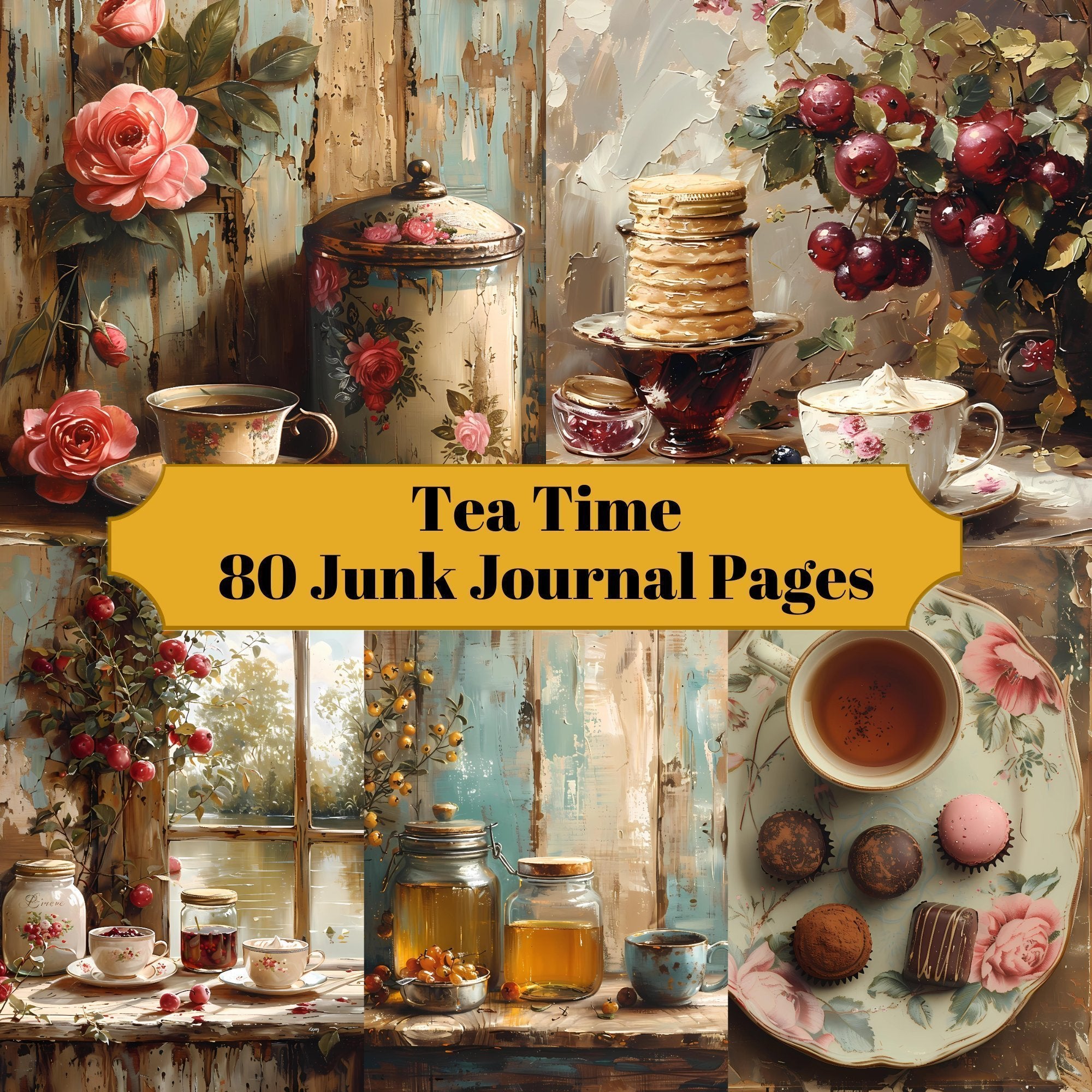 Tea Time Junk Journal Pages