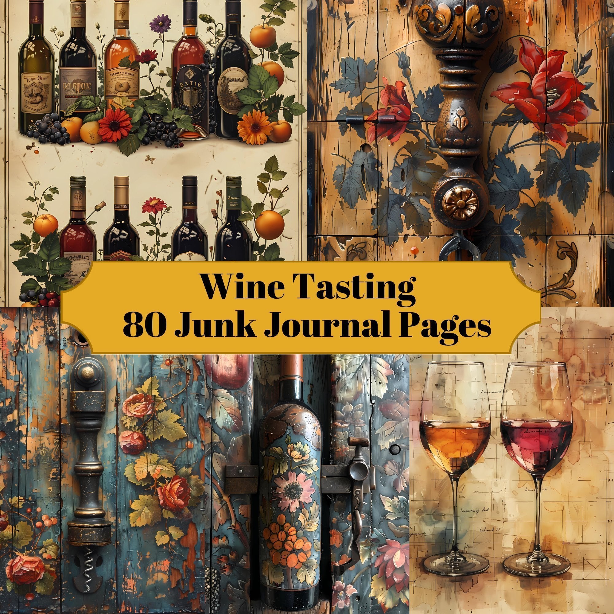 Wine Tasting Junk Journal Pages