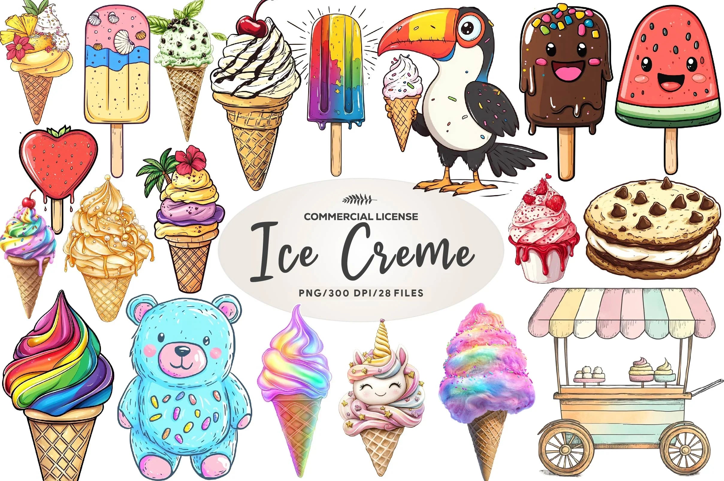 Summer Ice Cream Clipart Bundle