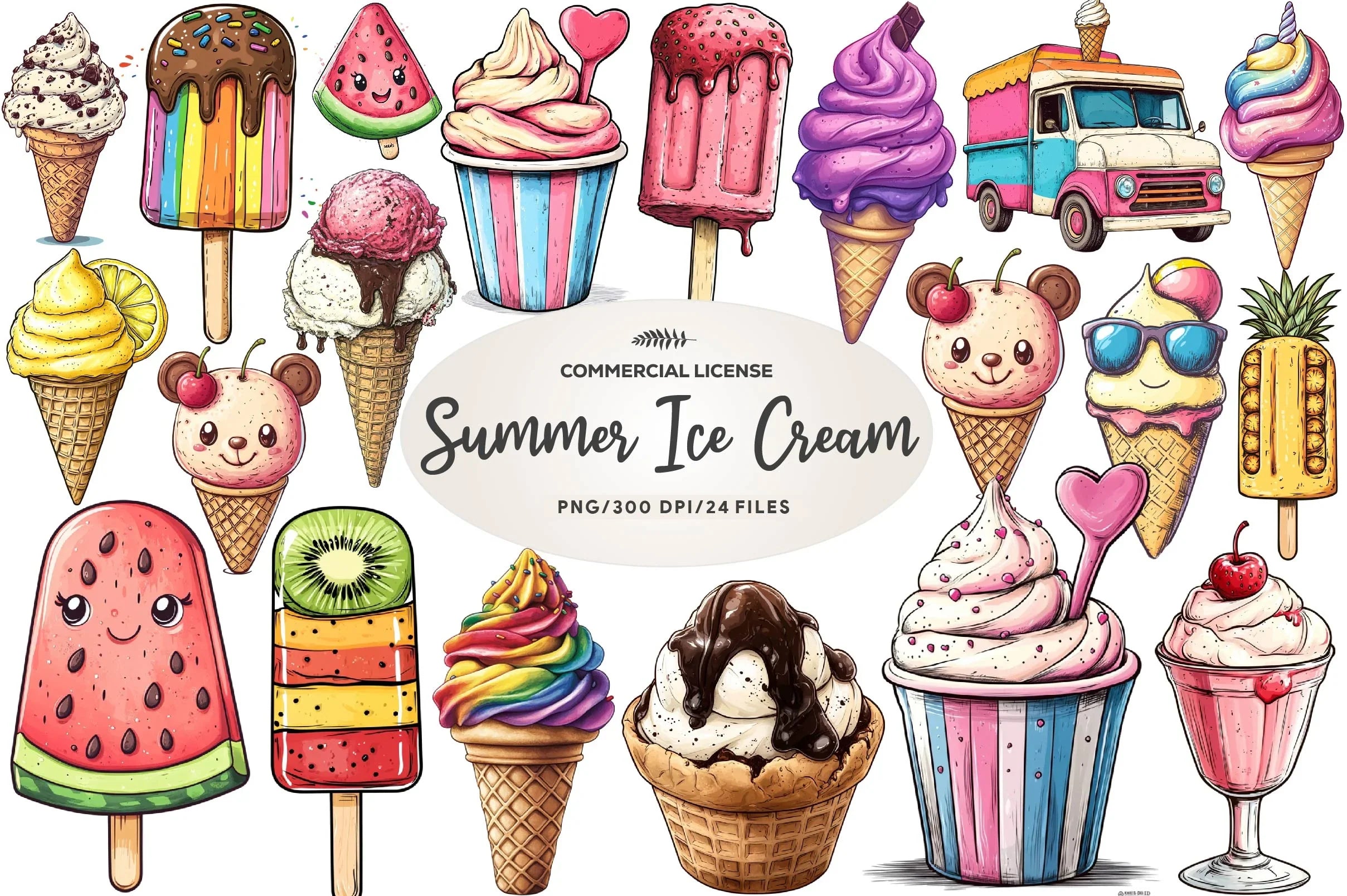 Summer Ice Cream Clipart Bundle