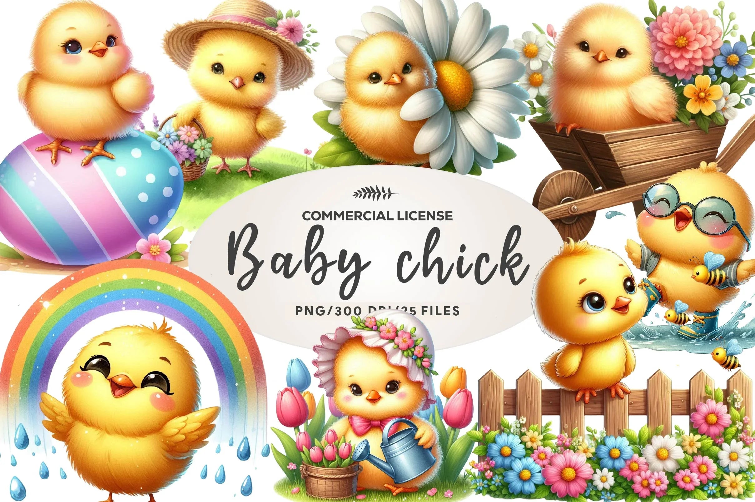 Spring & Baby Chick Clipart Bundle