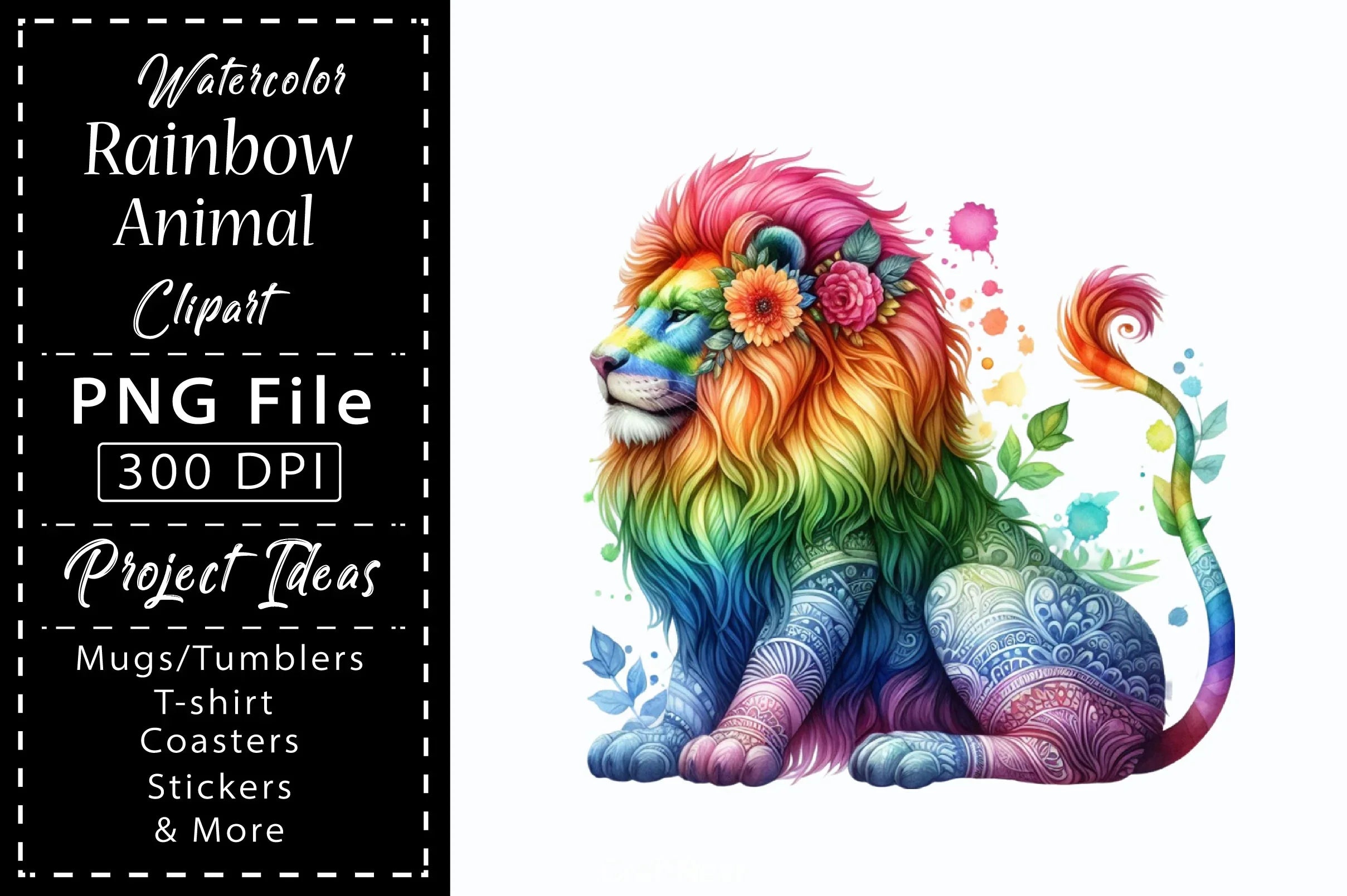 Rainbow Animals Clipart Bundle