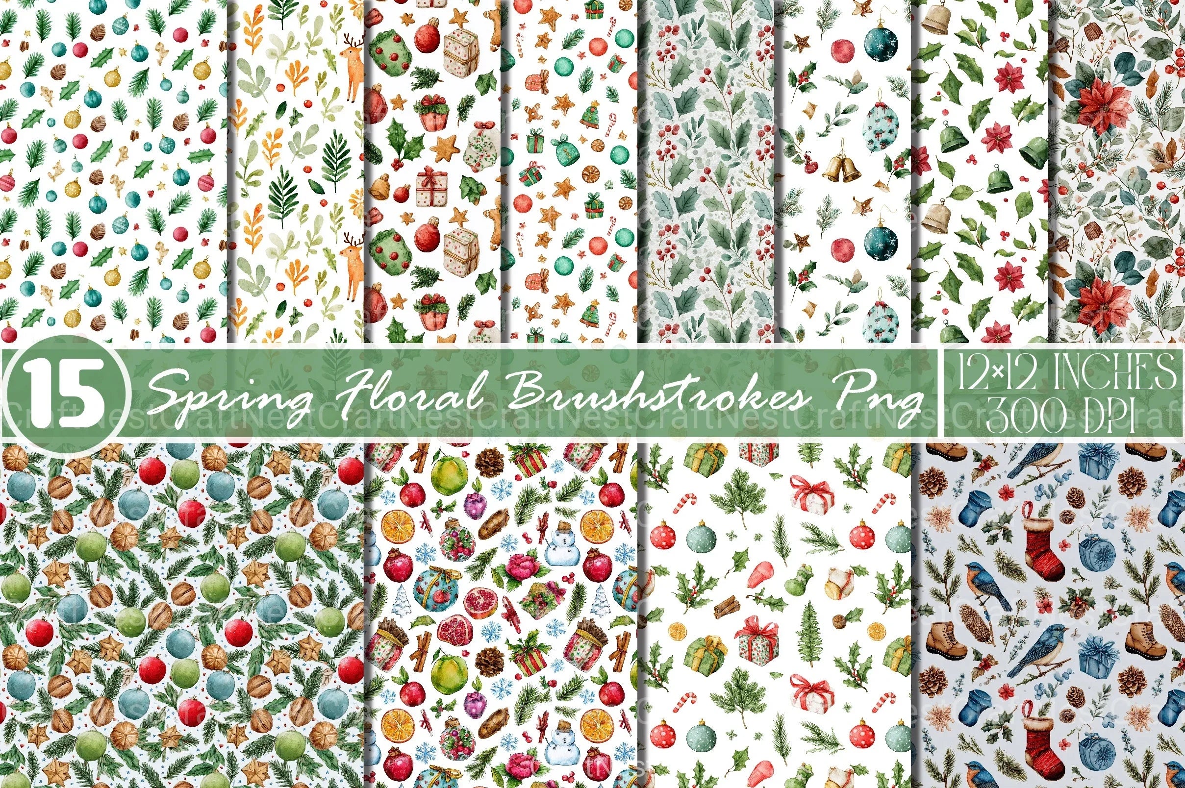 Christmas Seamless Pattern Background Digital Paper