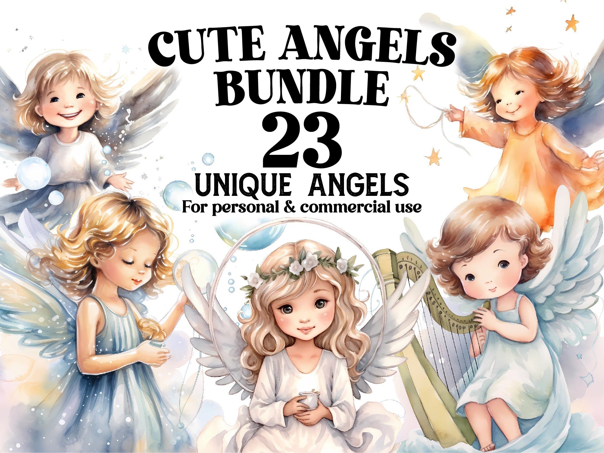 Cute Angels Clipart - CraftNest