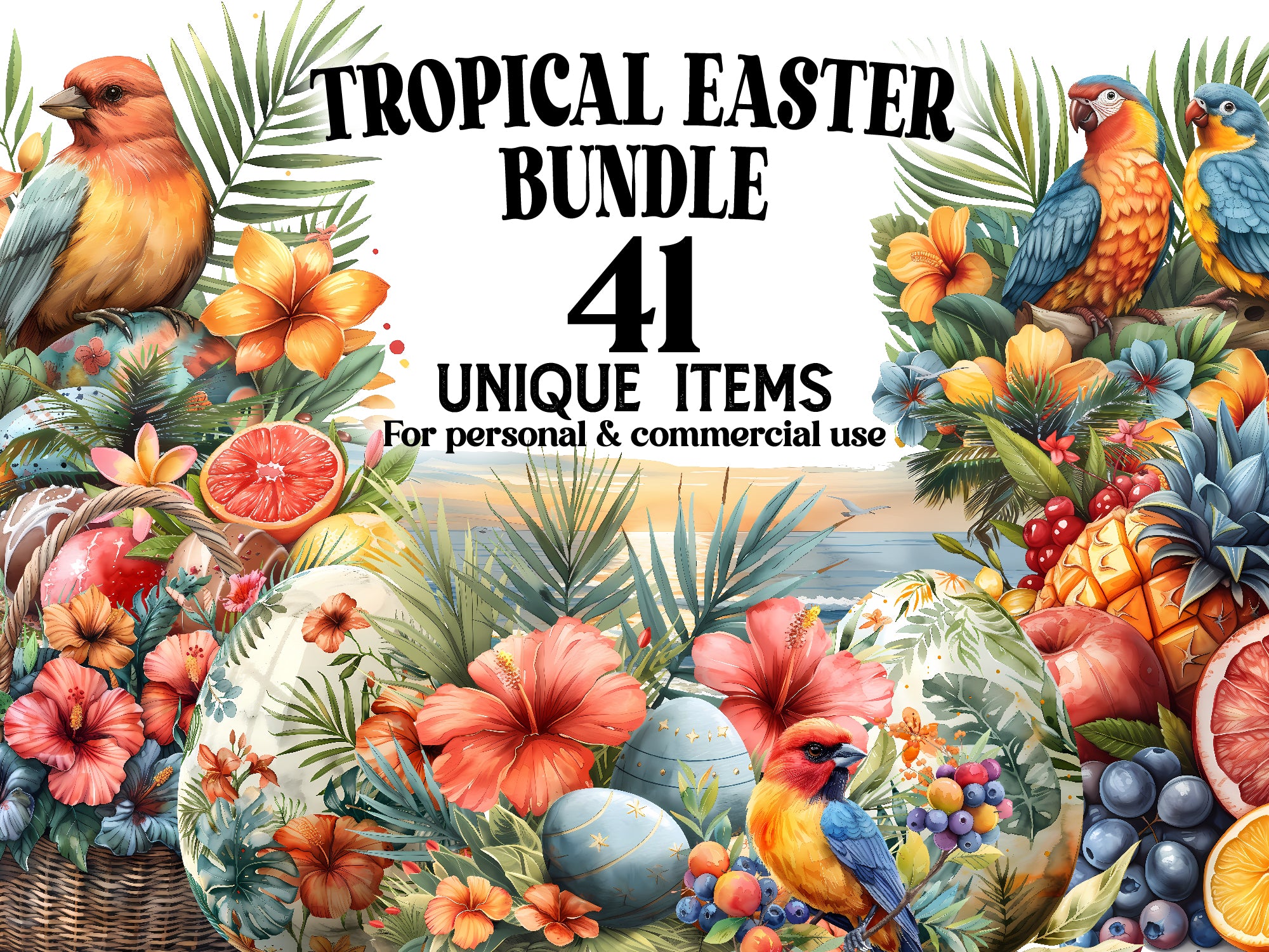 Tropical Easter Clipart - CraftNest