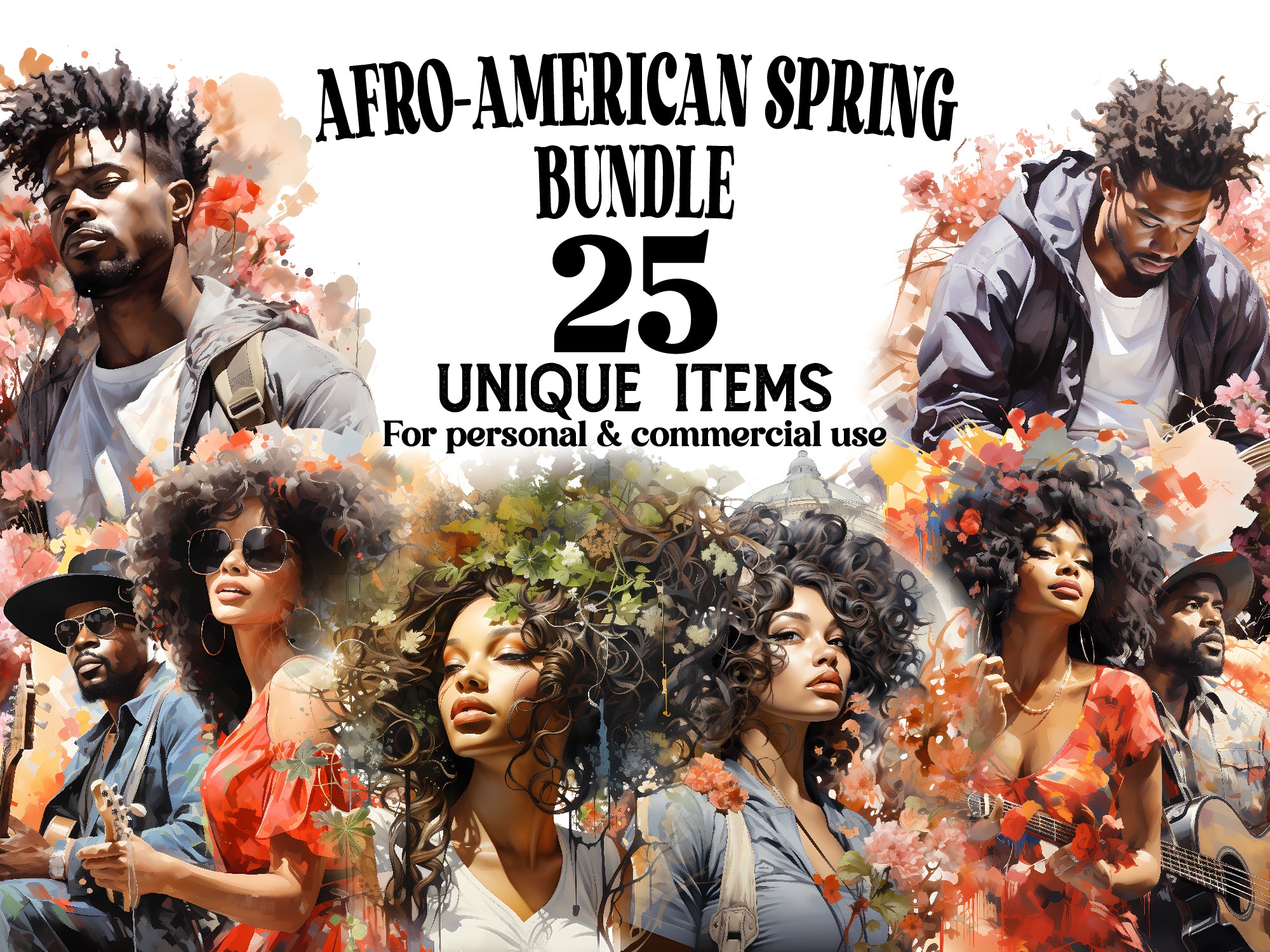 Afro-American Spring Clipart - CraftNest