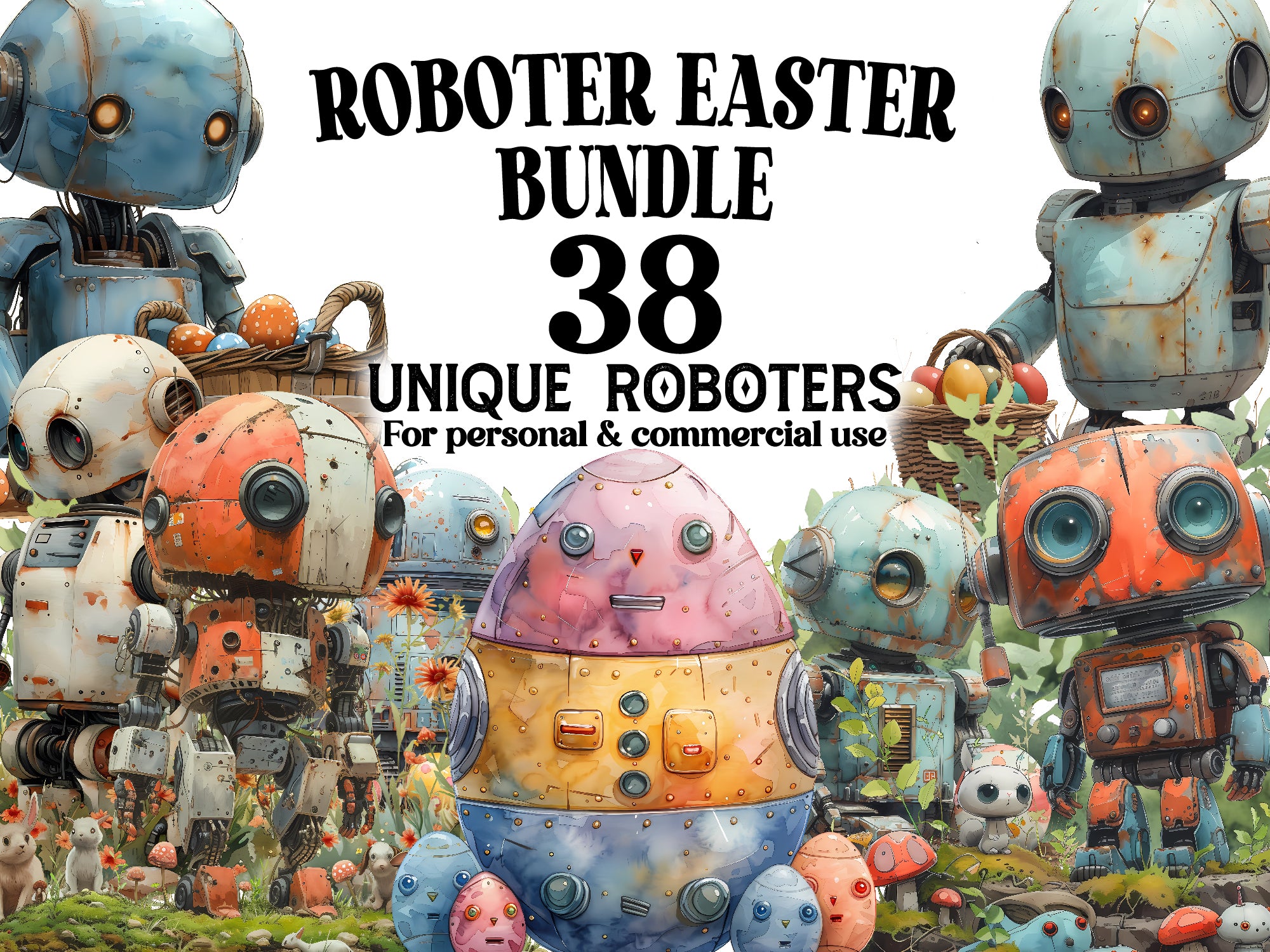 Robot Easter Clipart - CraftNest