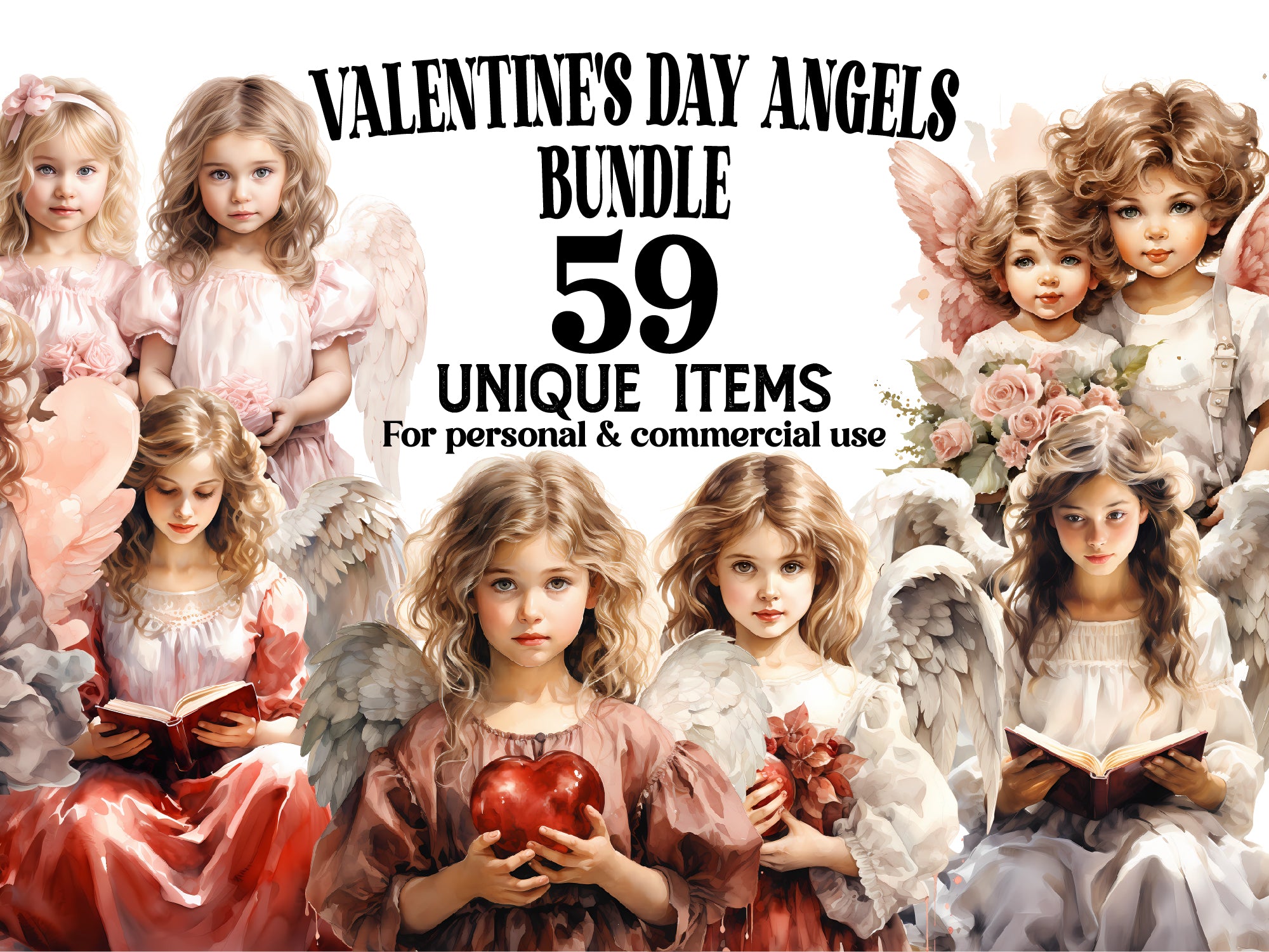 Valentine Angels Clipart - CraftNest