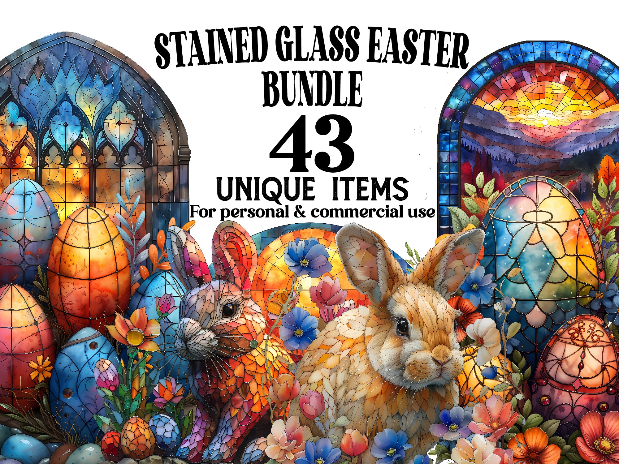 Stained Glass Easter Clipart - CraftNest