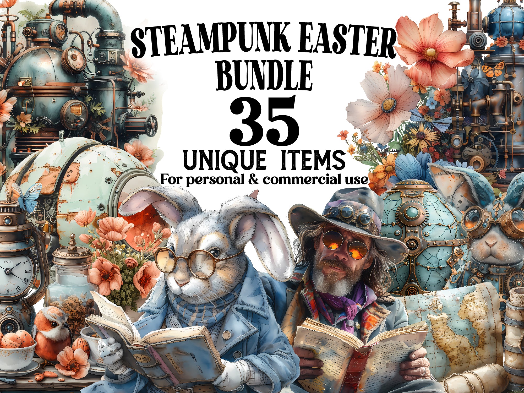 Steampunk Easter Clipart - CraftNest