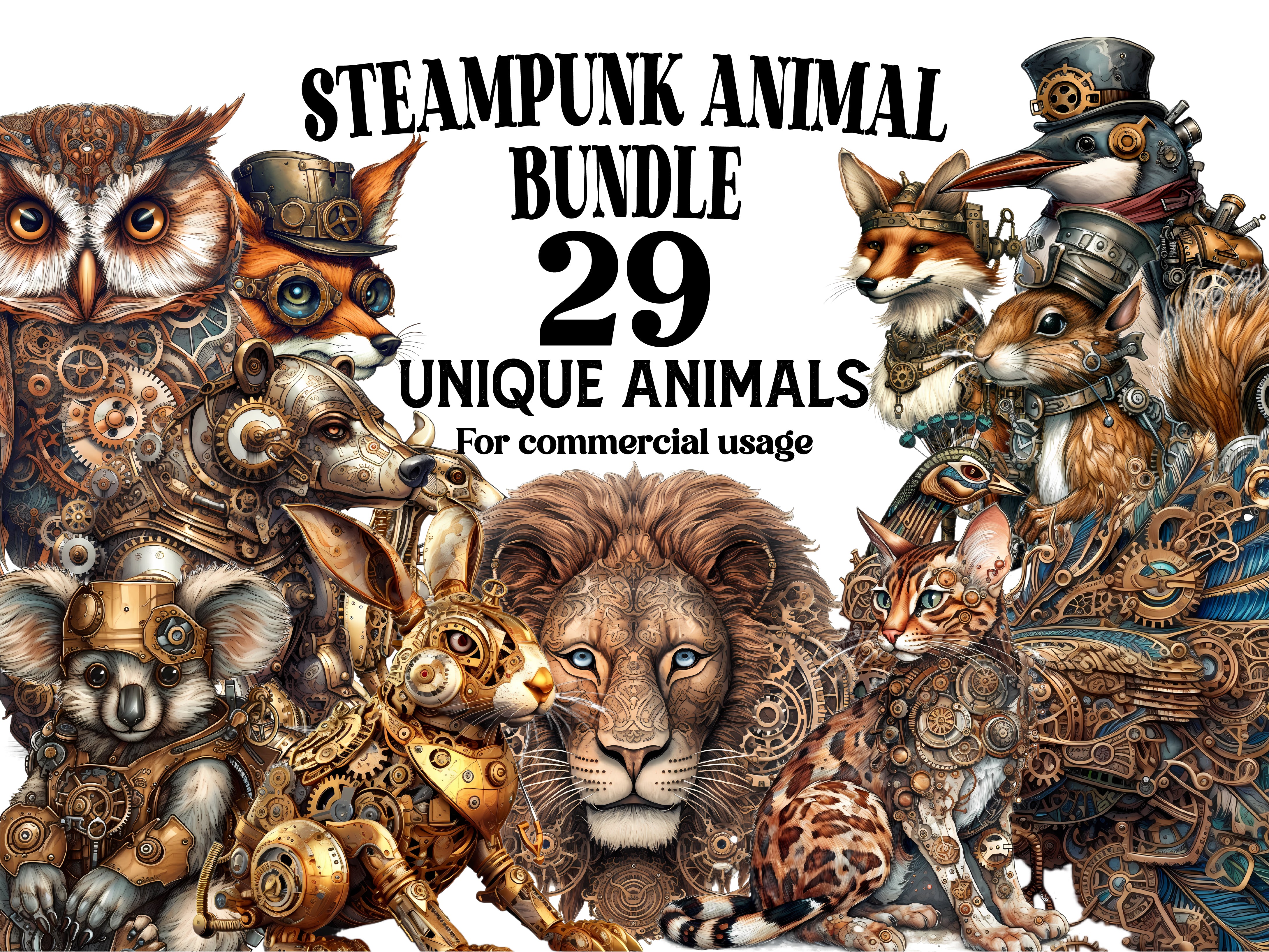 Steampunk Animals Clipart - CraftNest