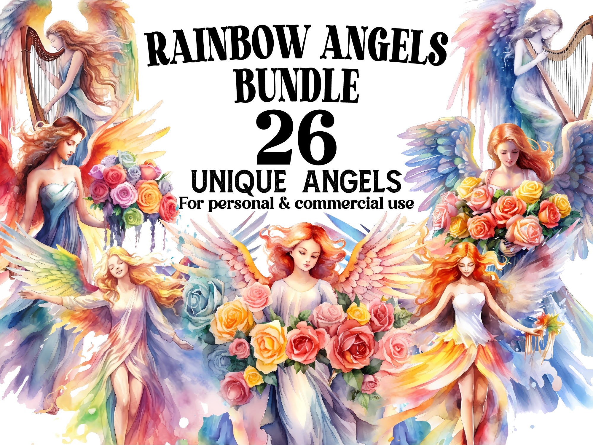 Rainbow Angels Clipart - CraftNest