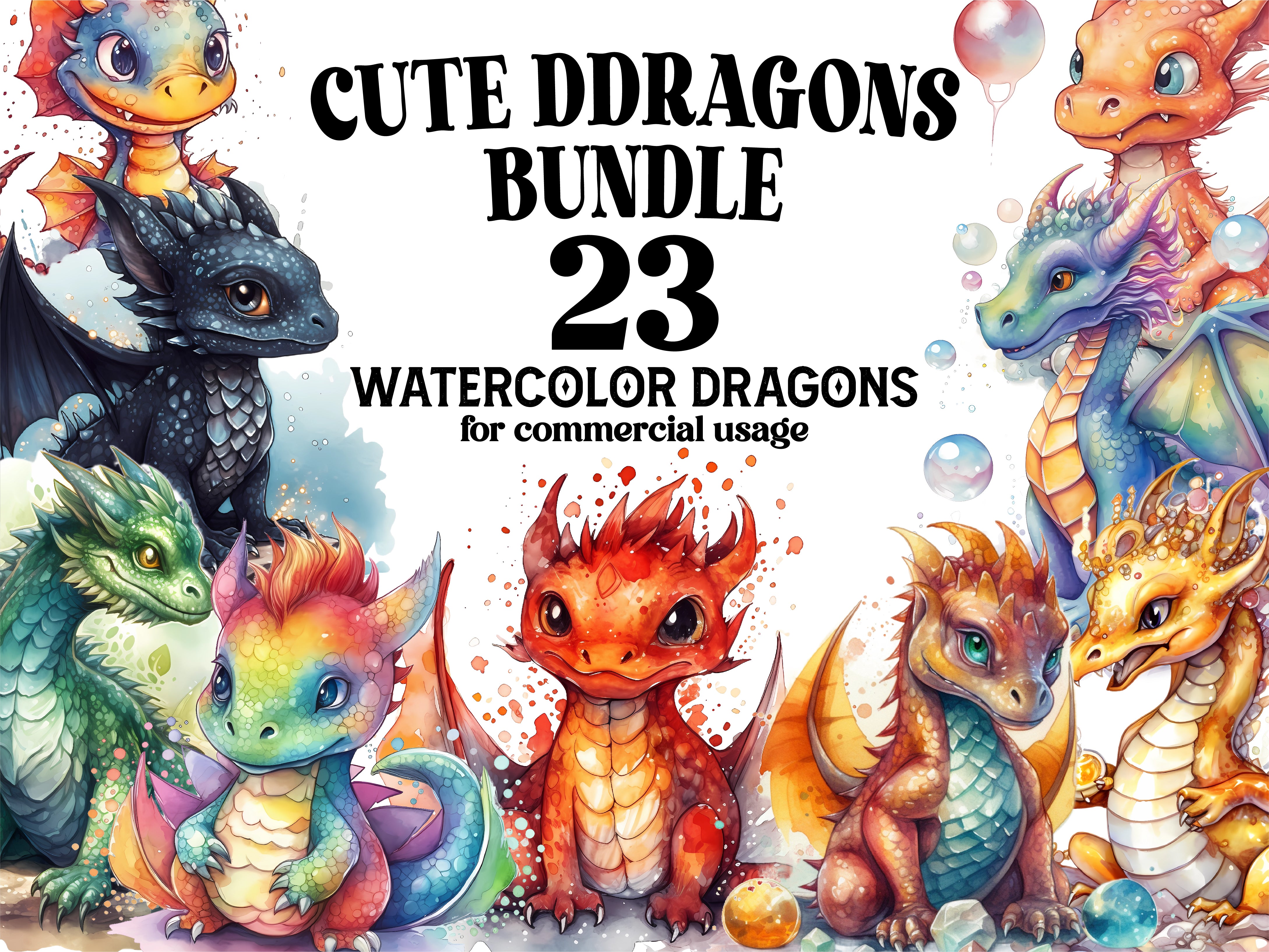 Cute Dragons Clipart - CraftNest