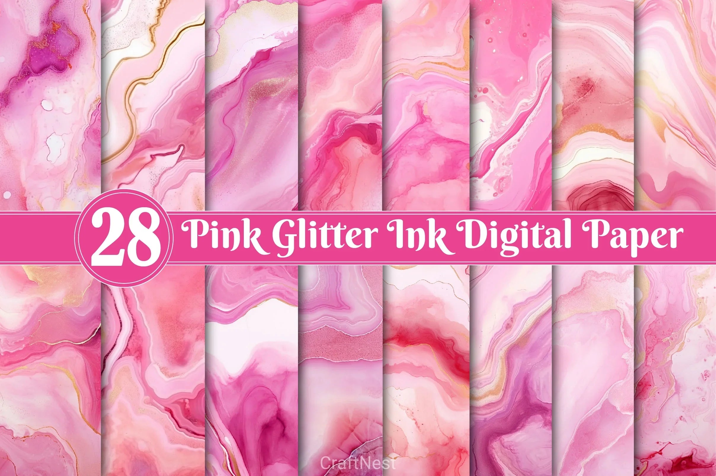 Pink Glitter Ink Digital Papers