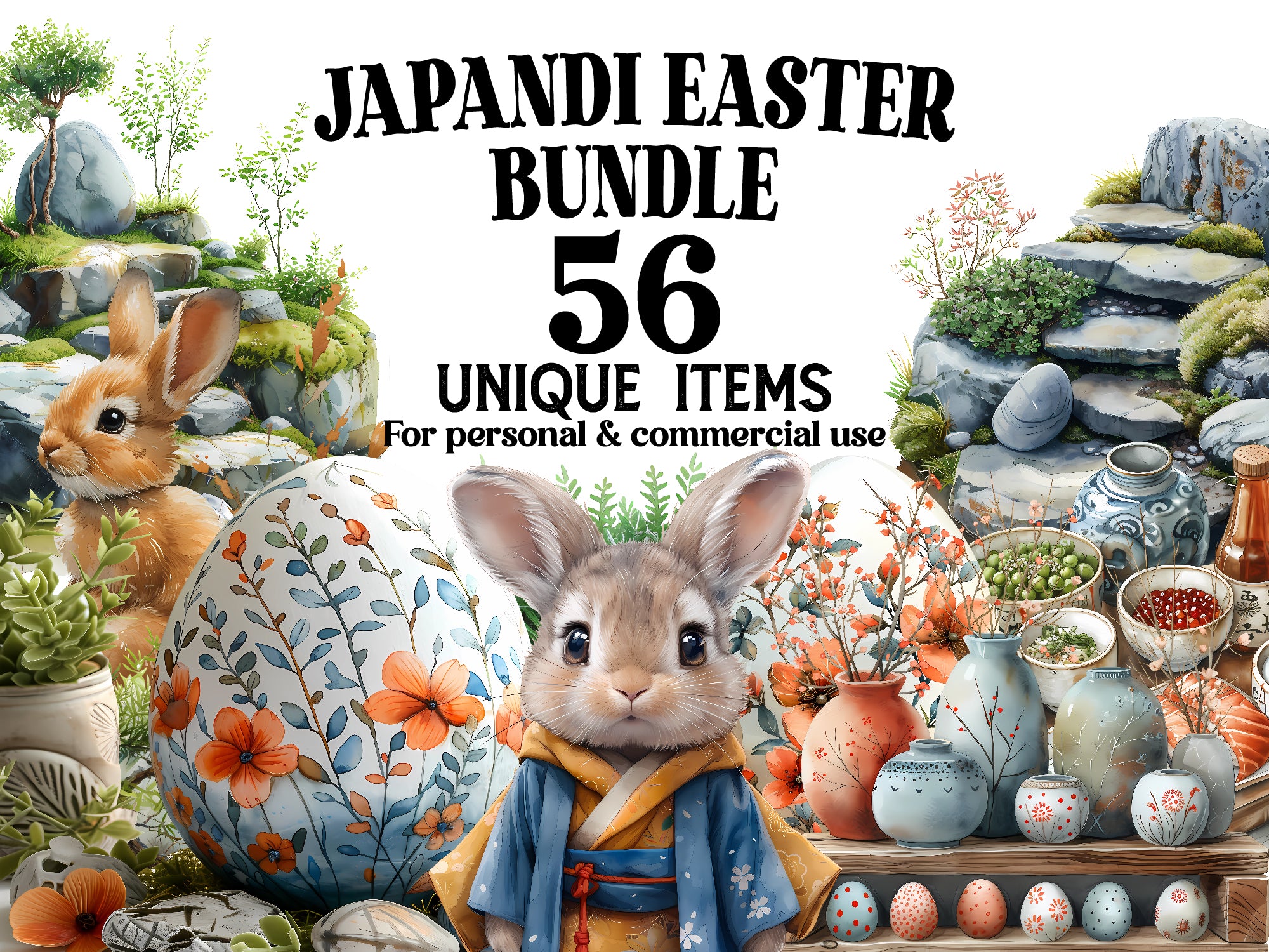 Japandi Easter Clipart - CraftNest