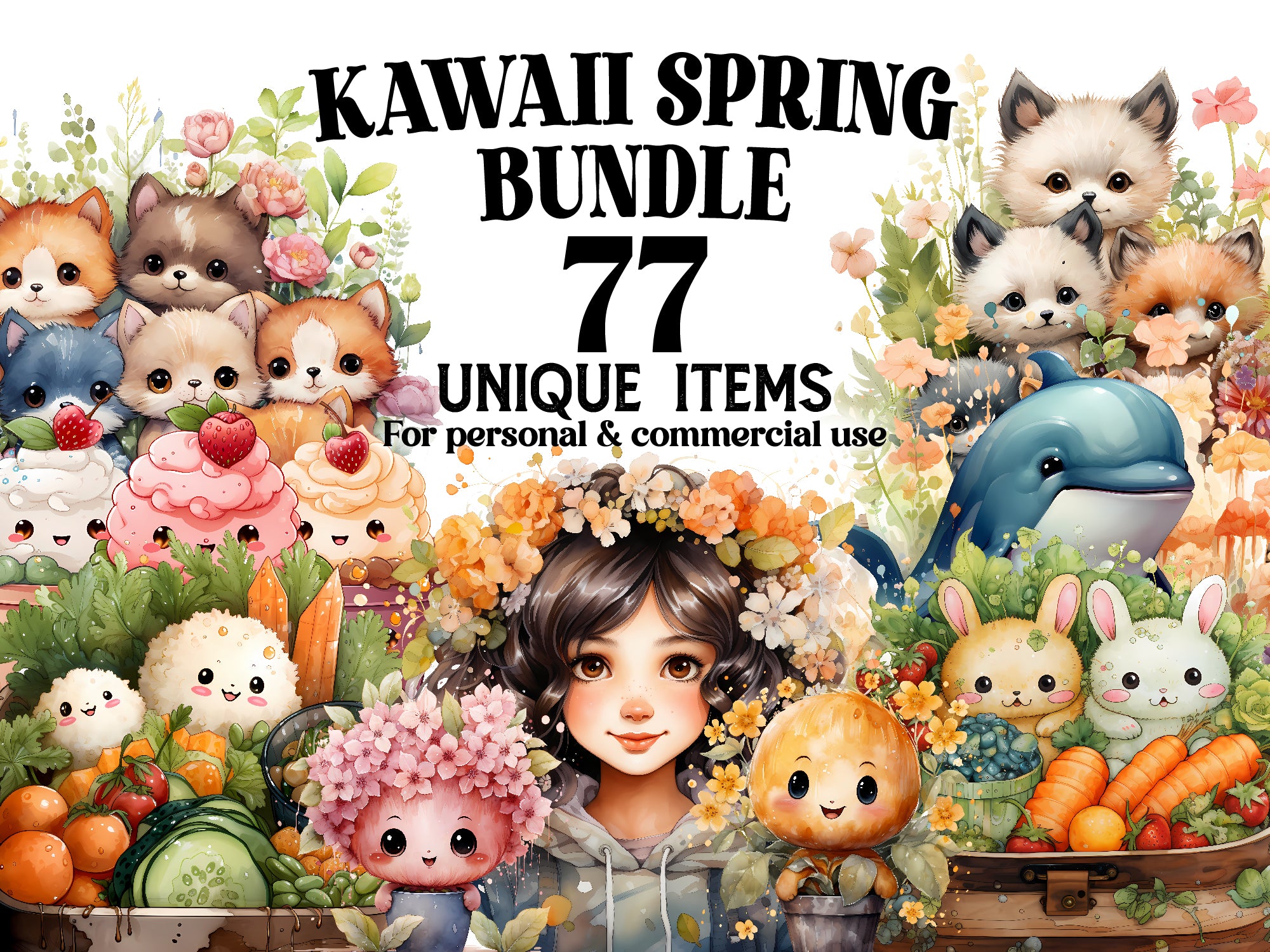 Kawaii Spring Clipart - CraftNest
