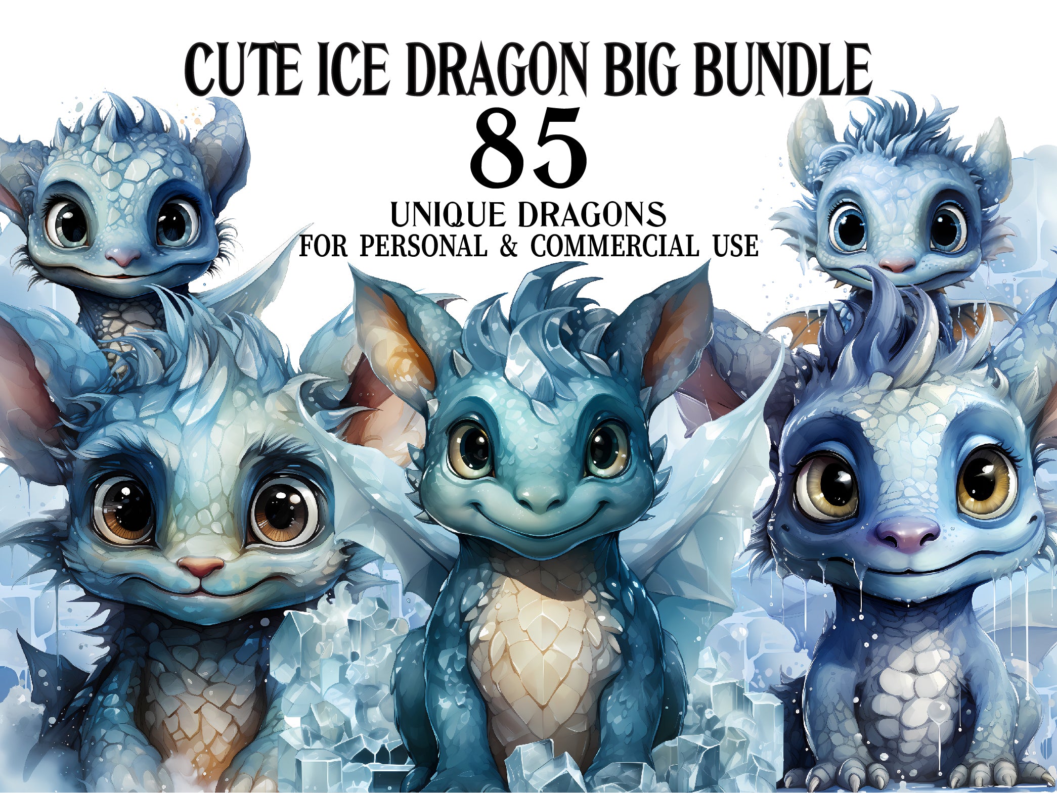 Cute Ice Dragon Clipart - CraftNest