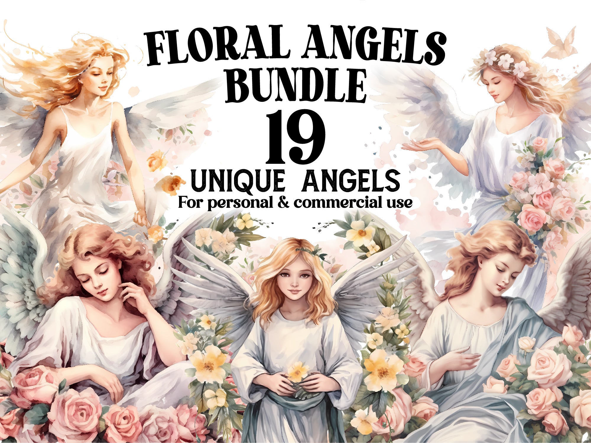 Floral Angels Clipart - CraftNest