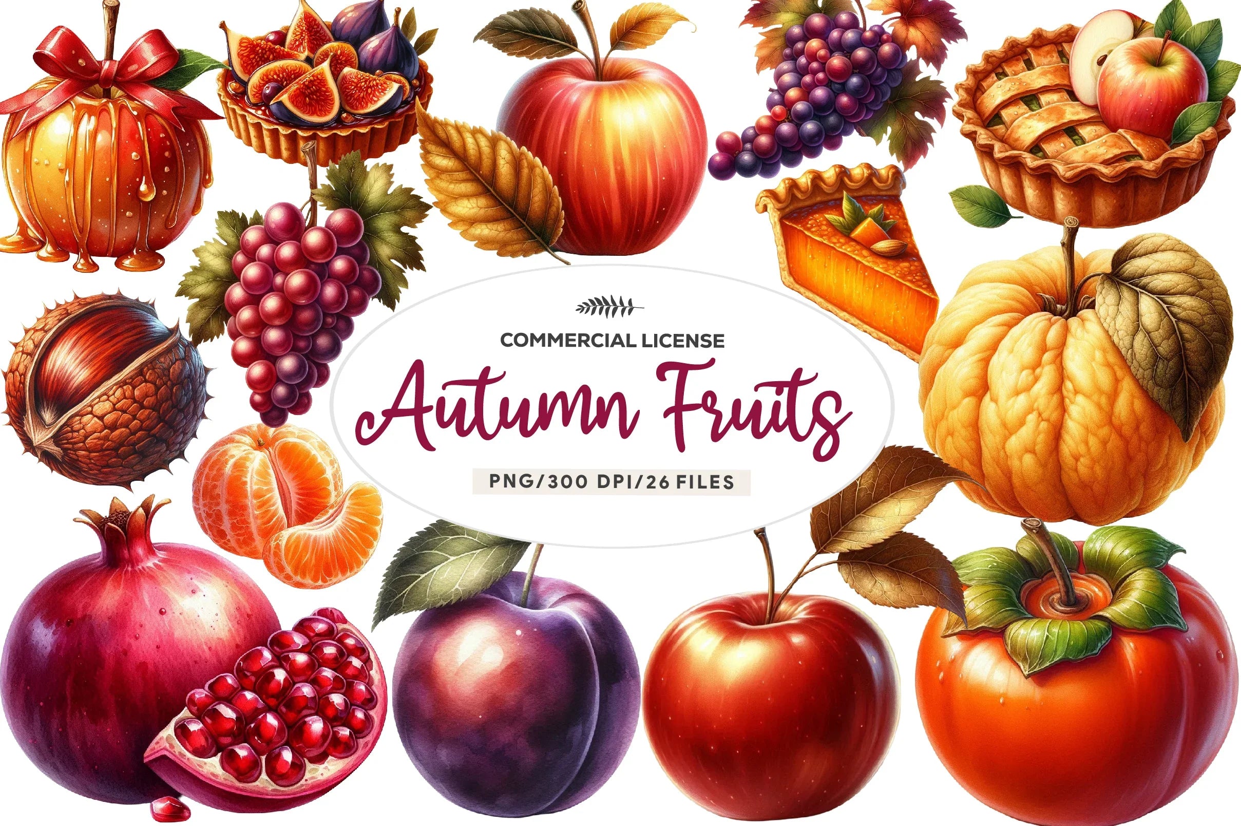 Autumn Fruits Clipart Bundle