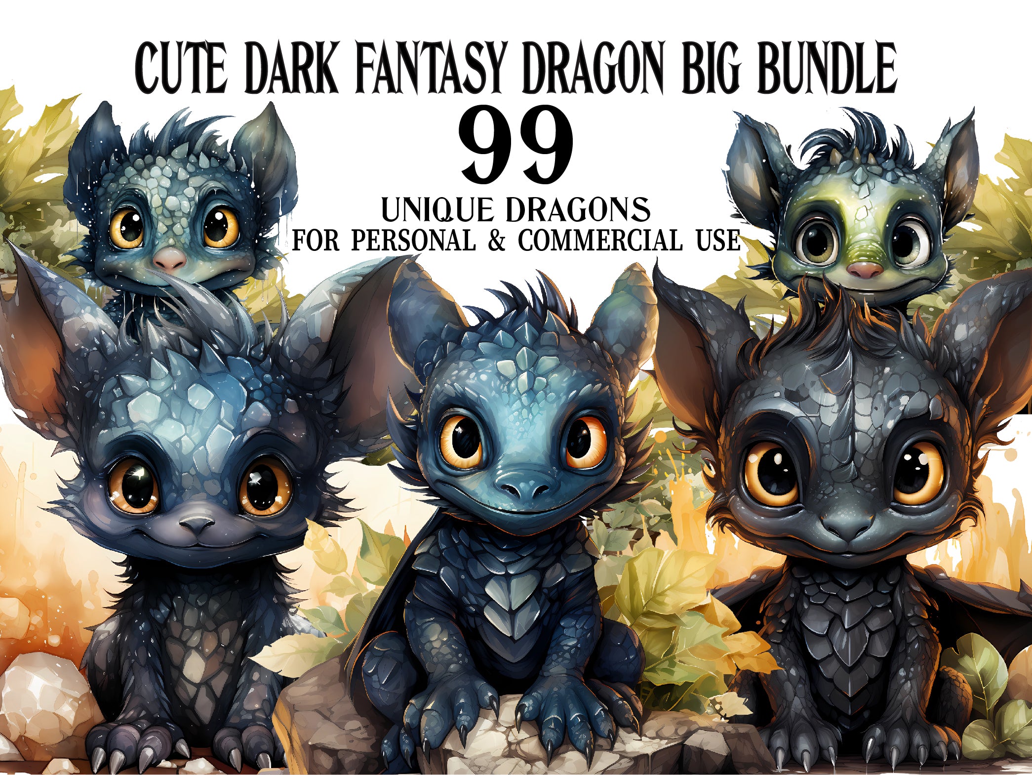 Cute Dark Fantasy Dragon Clipart - CraftNest