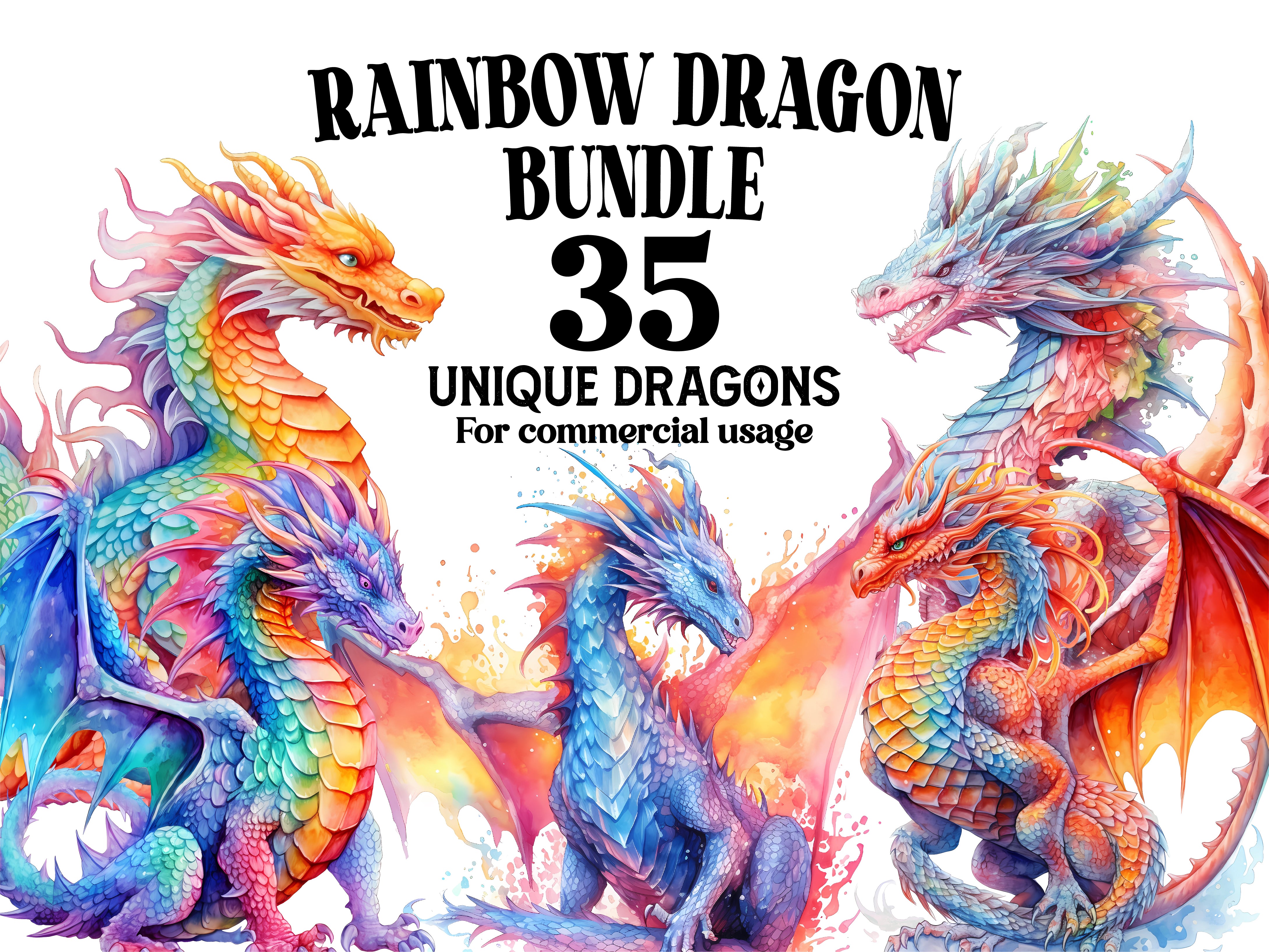 Rainbow Dragon Clipart - CraftNest