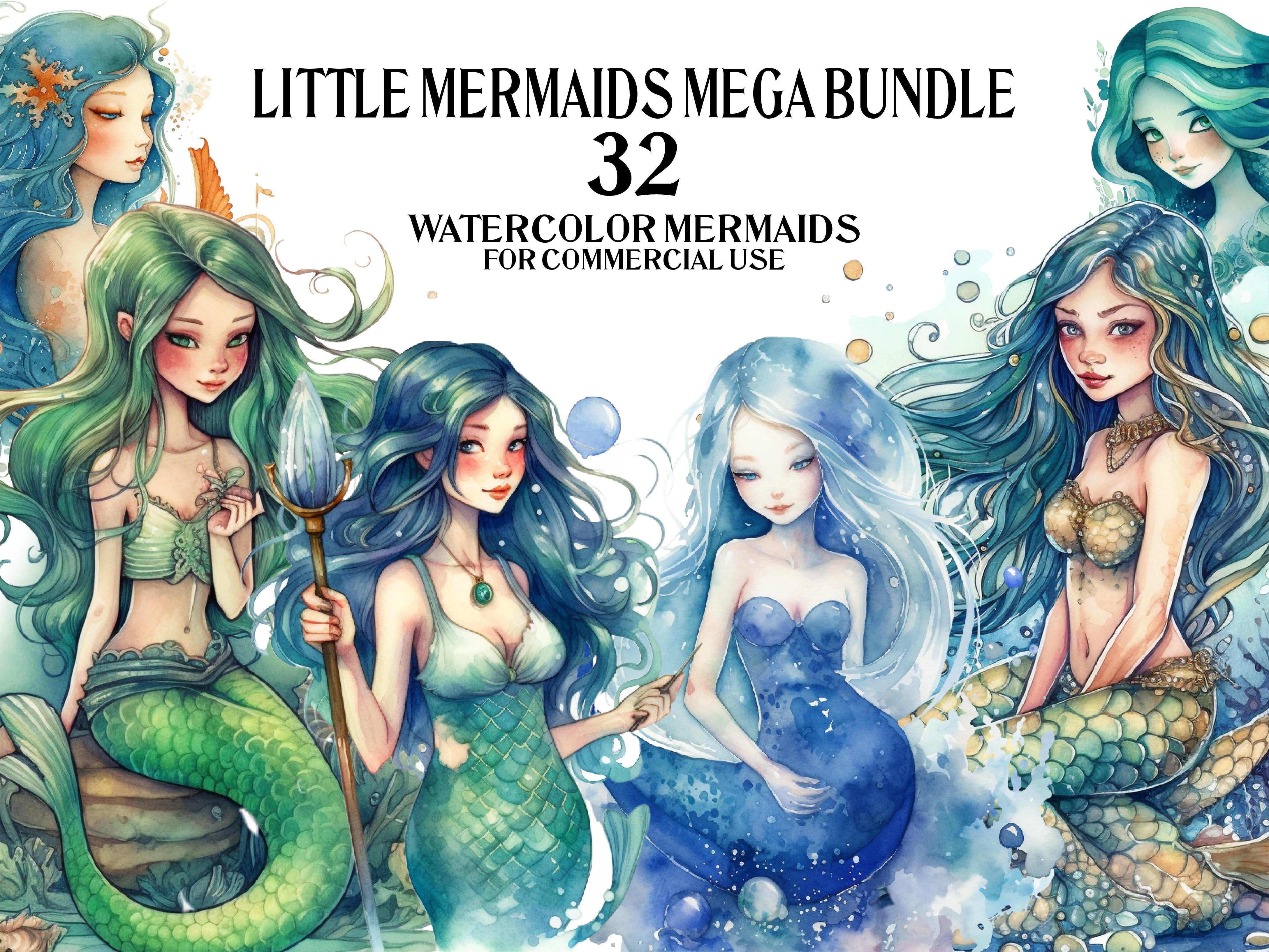 Cute Mermaid Clipart - CraftNest