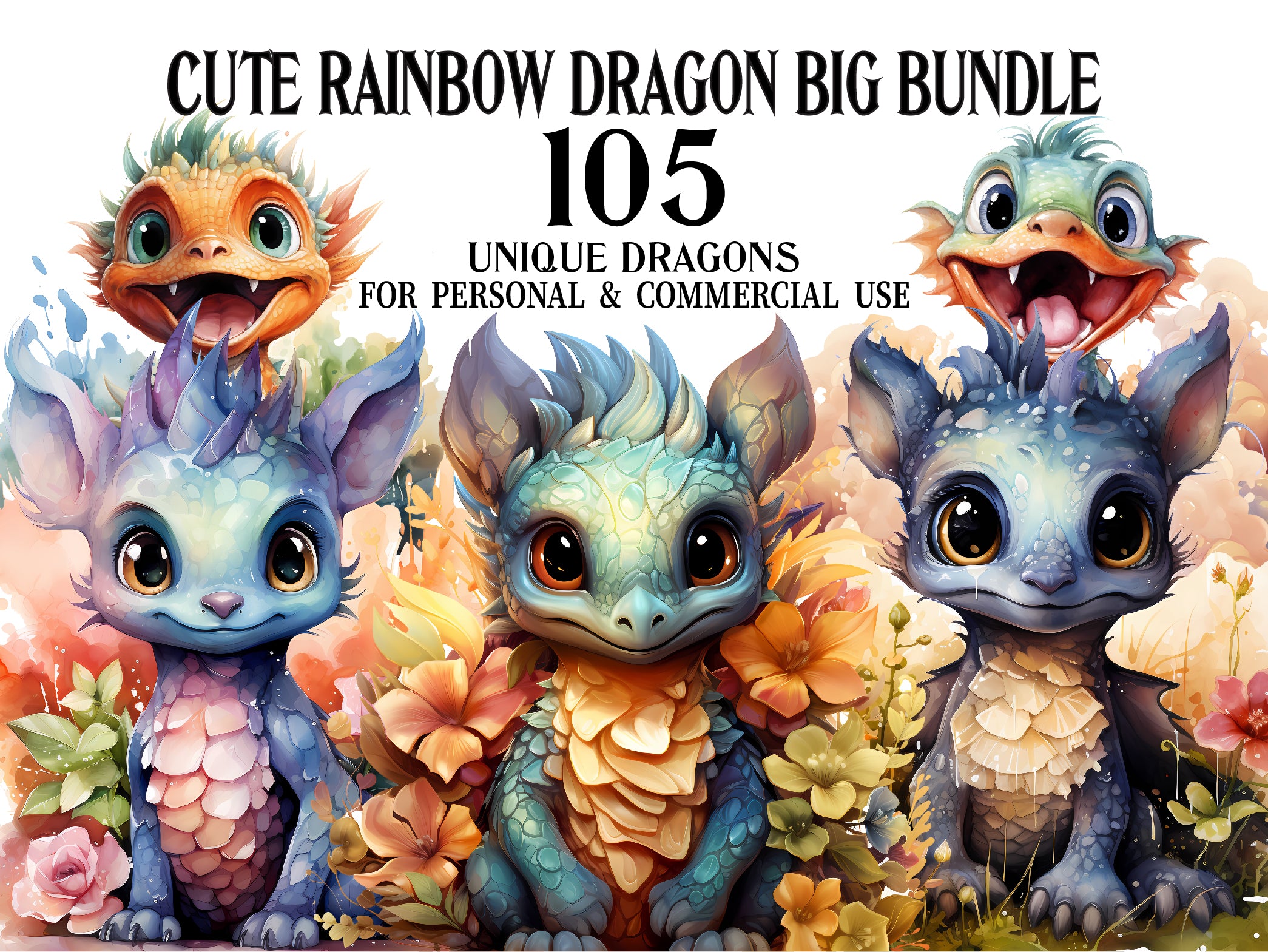Cute Rainbow Dragon Clipart - CraftNest