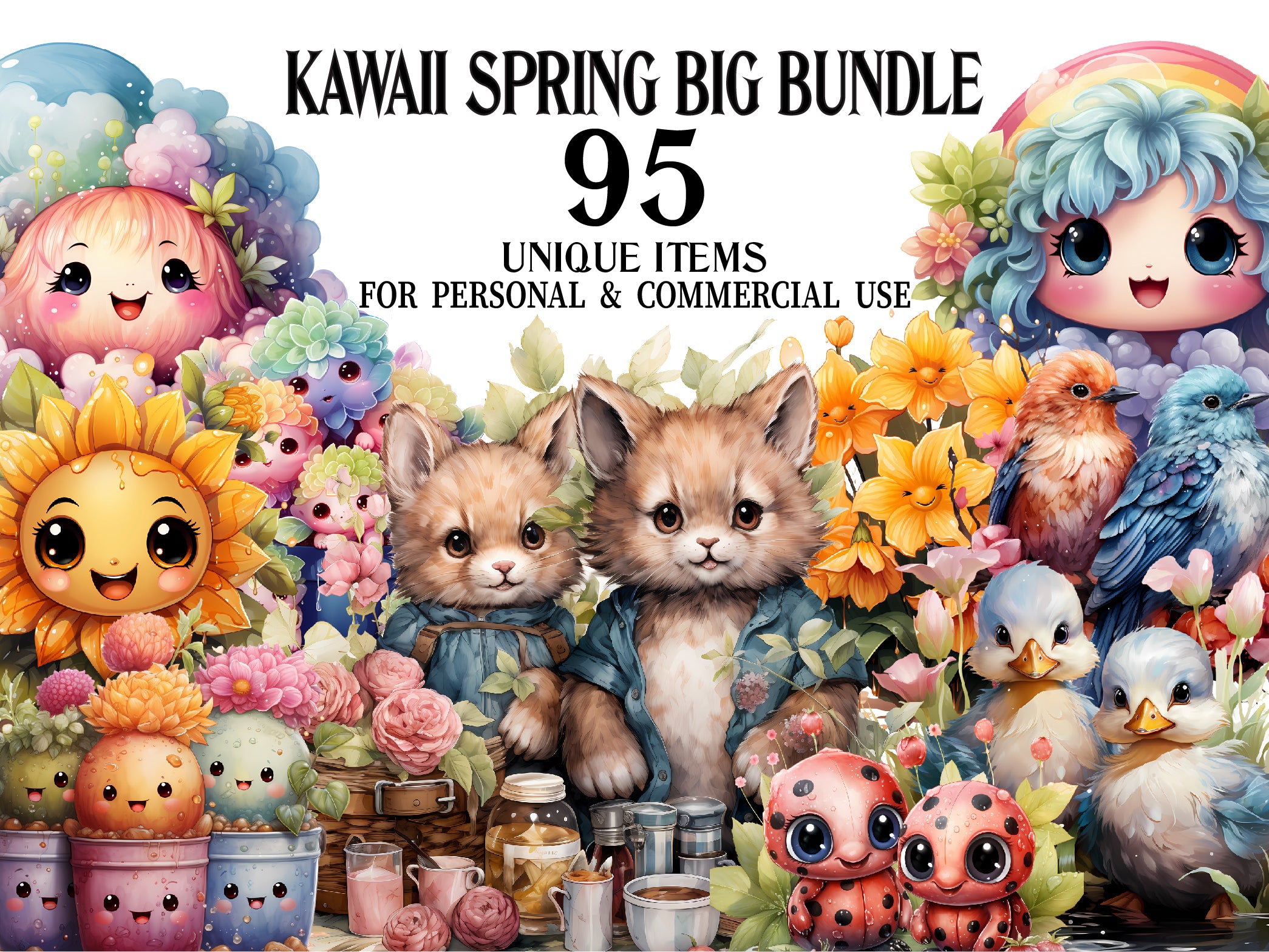 Kawaii Spring Clipart - CraftNest
