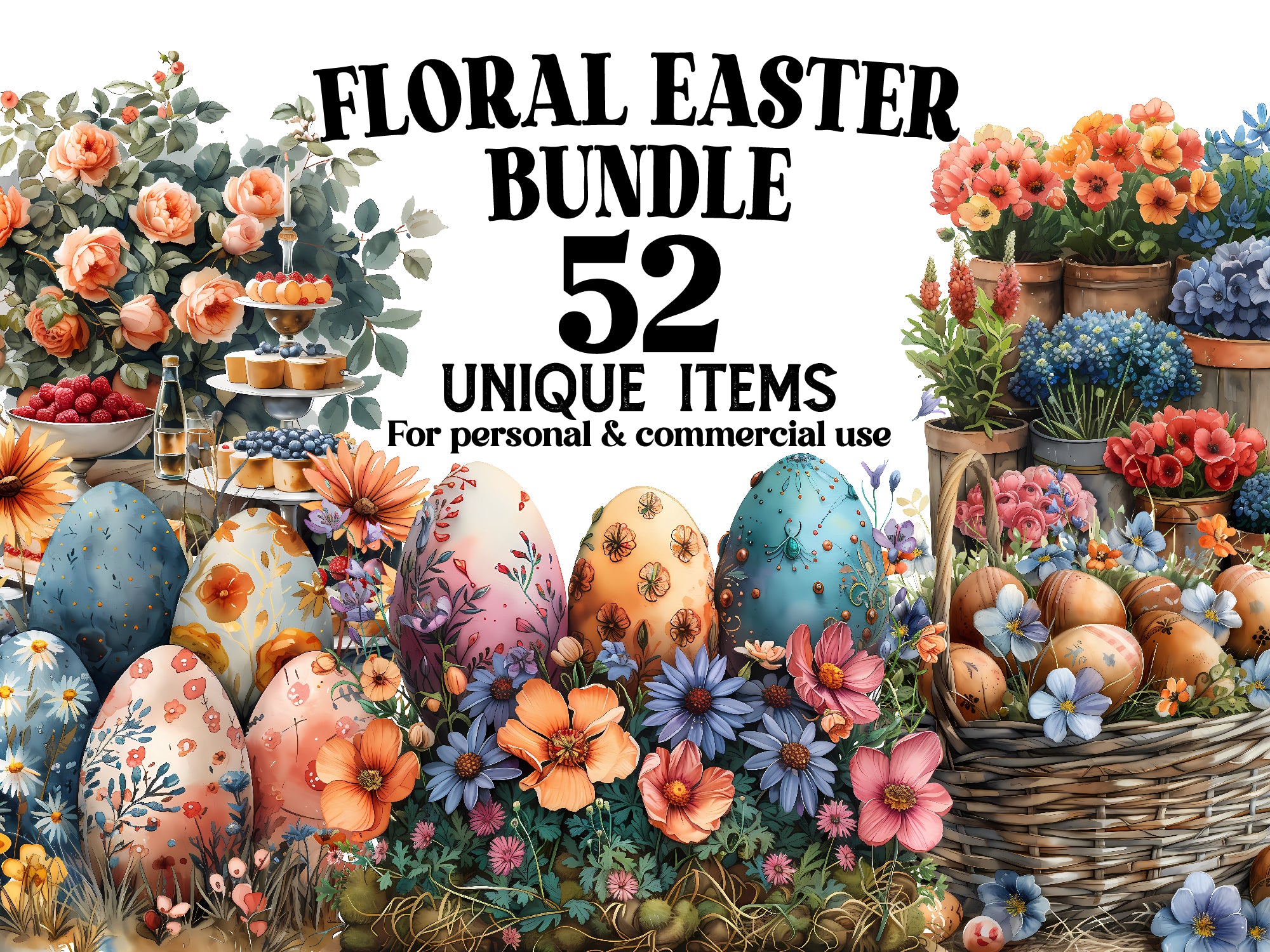Floral Easter Clipart - CraftNest