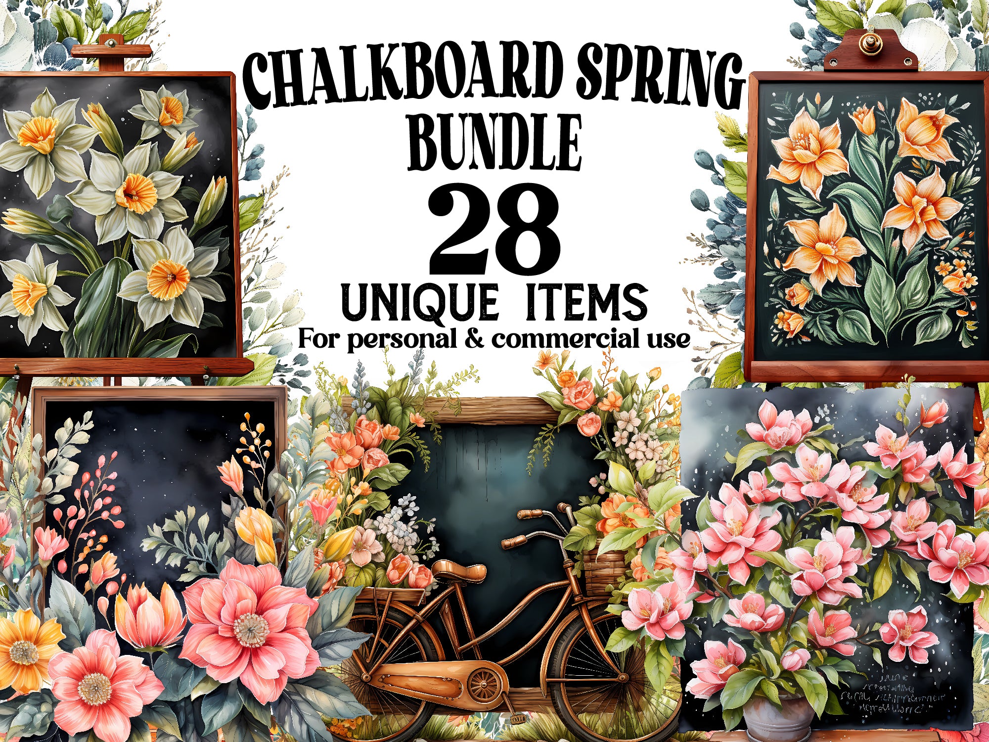 Chalkboard Spring Clipart - CraftNest