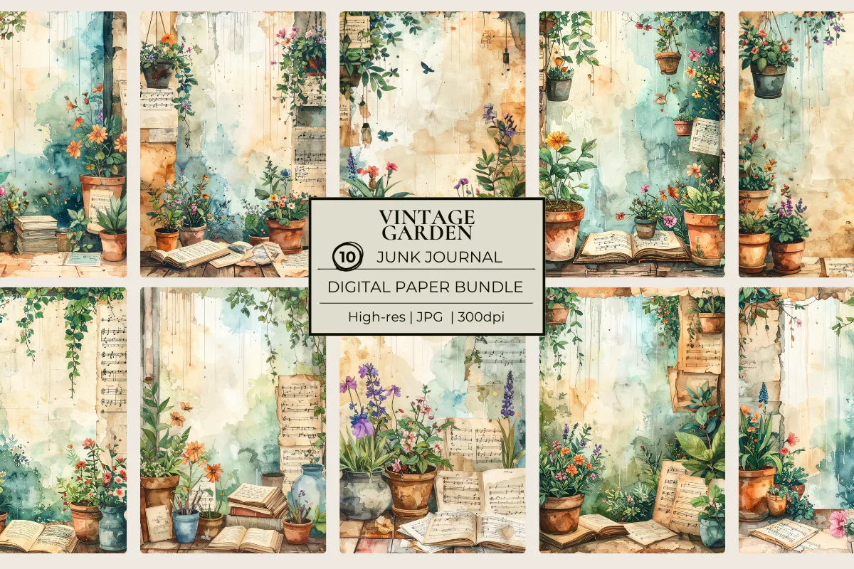 Vintage Garden Junk Journal Papers